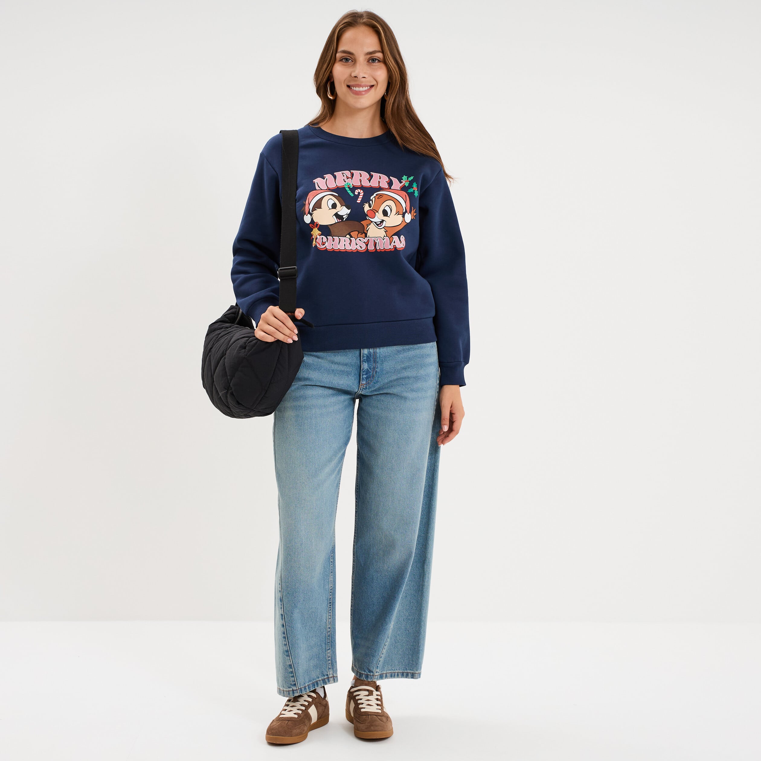 Sweat manches longues Tic et Tac bleu marine femme