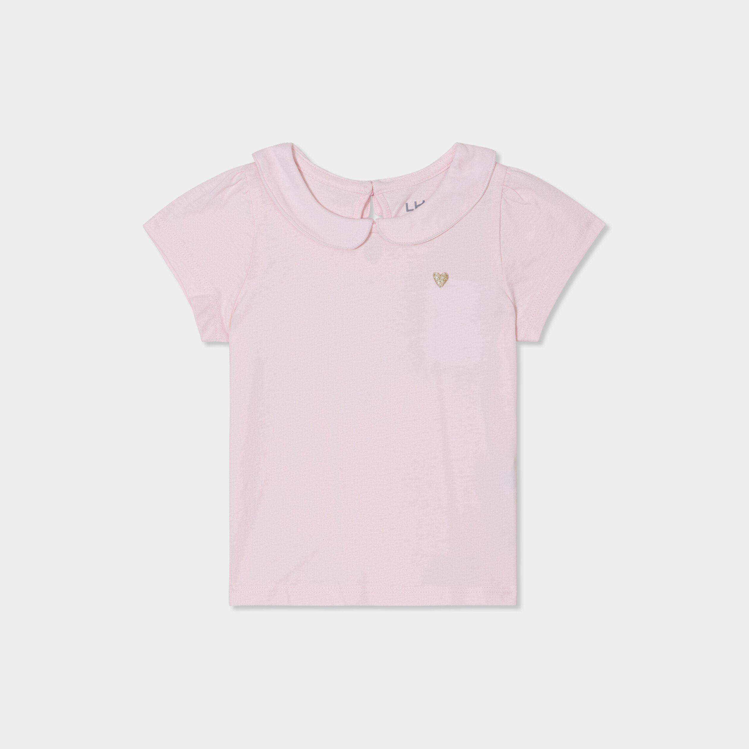t shirt col claudine manches ballons rose clair bebef T-shirt col claudine manches ballons rose clair bébé fille