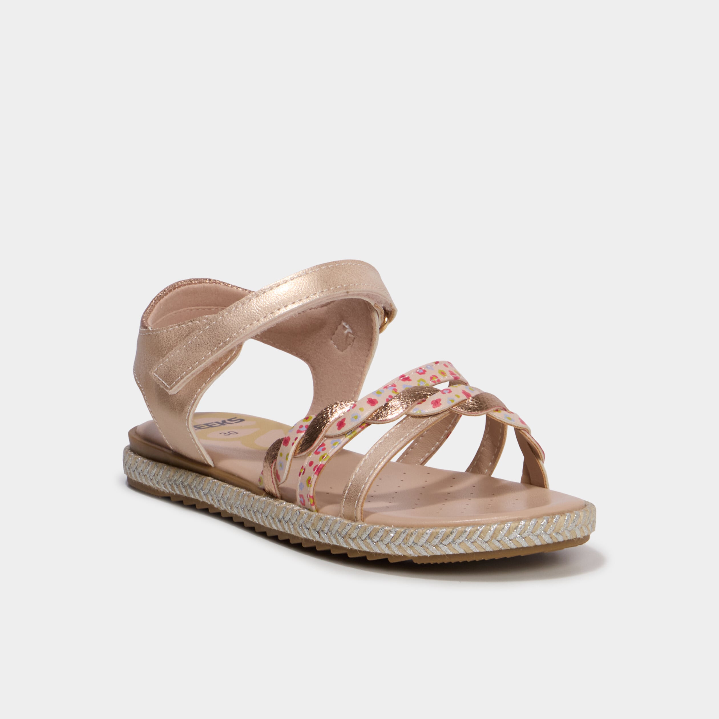 Sandales semelles effet corde jaune or fille