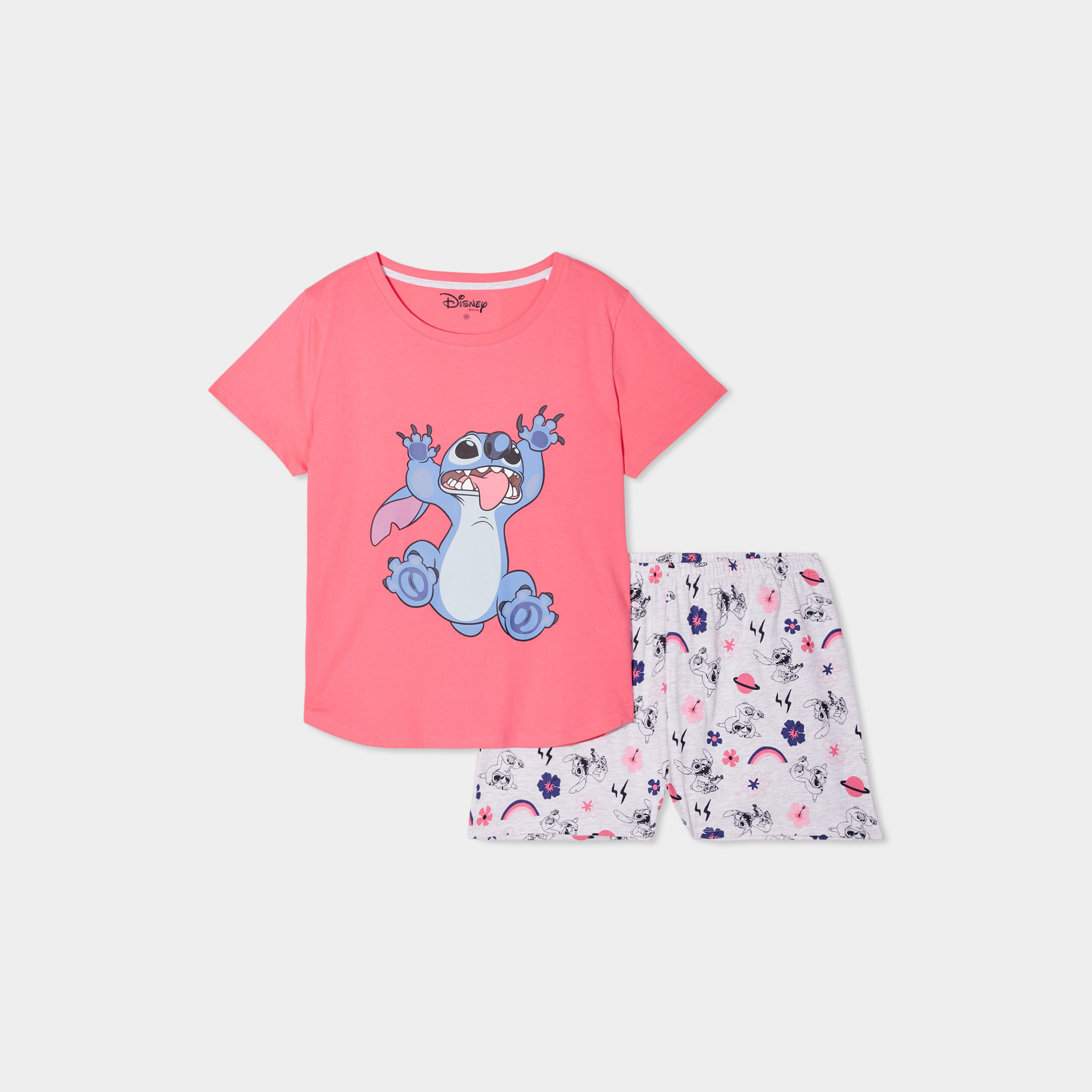 ensemble pyjama short coton stitch rose framboise femme Ensemble pyjama short coton Stitch rose framboise femme