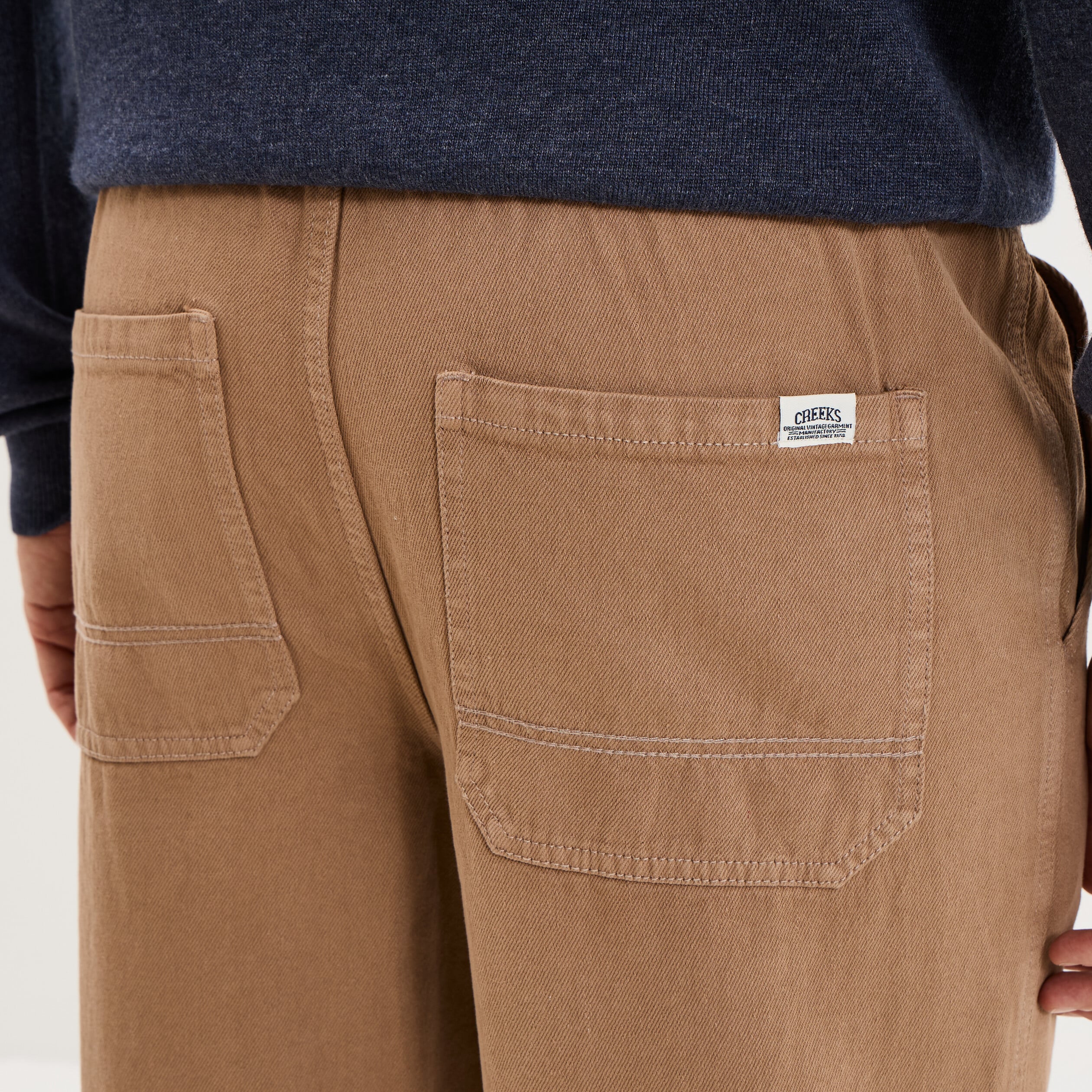 Pantalon chino droit taille &agrave; coulisse taupe homme