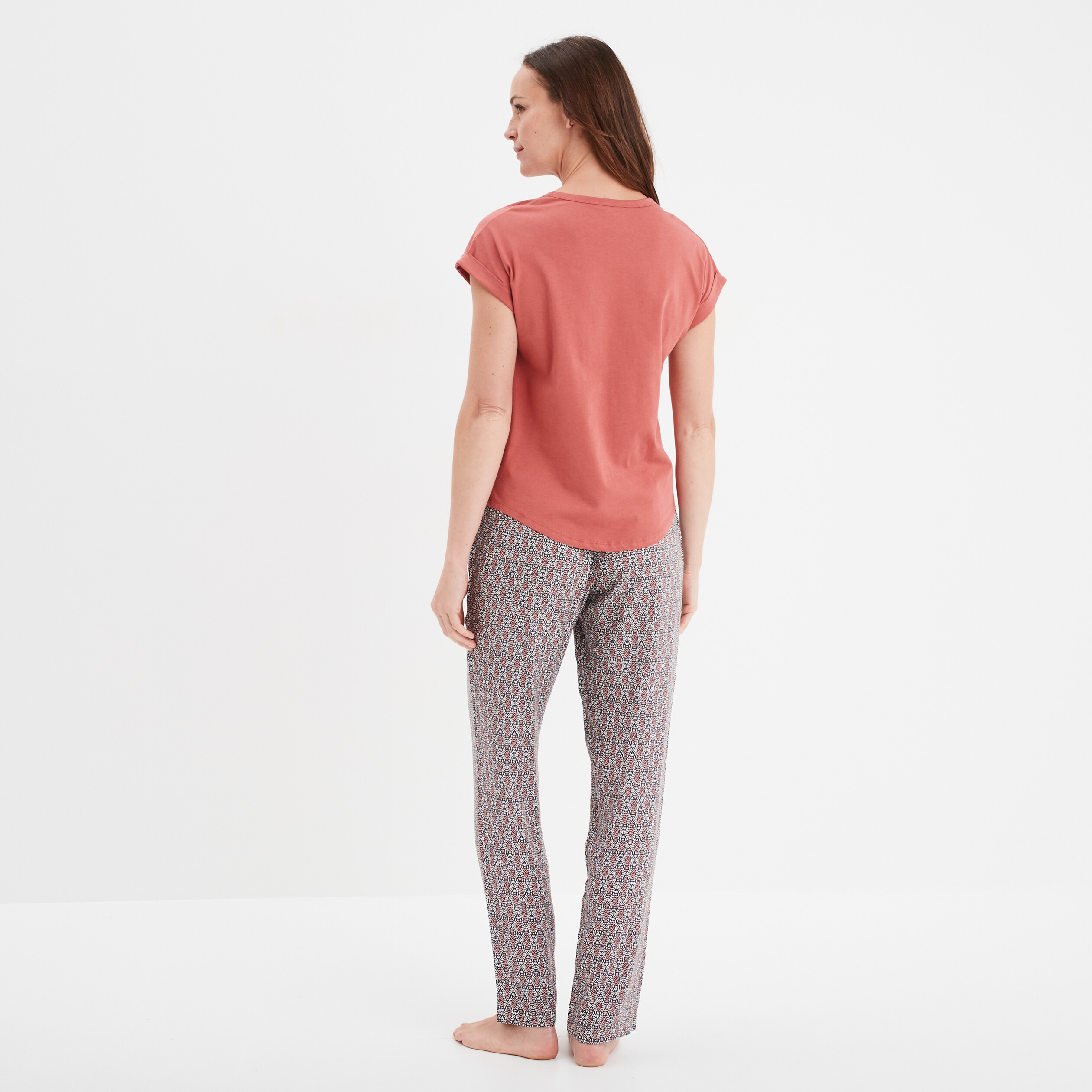 ensemble pyjama col rond 2 pieces fluide gris femme Ensemble pyjama col rond 2 pièces fluide gris femme