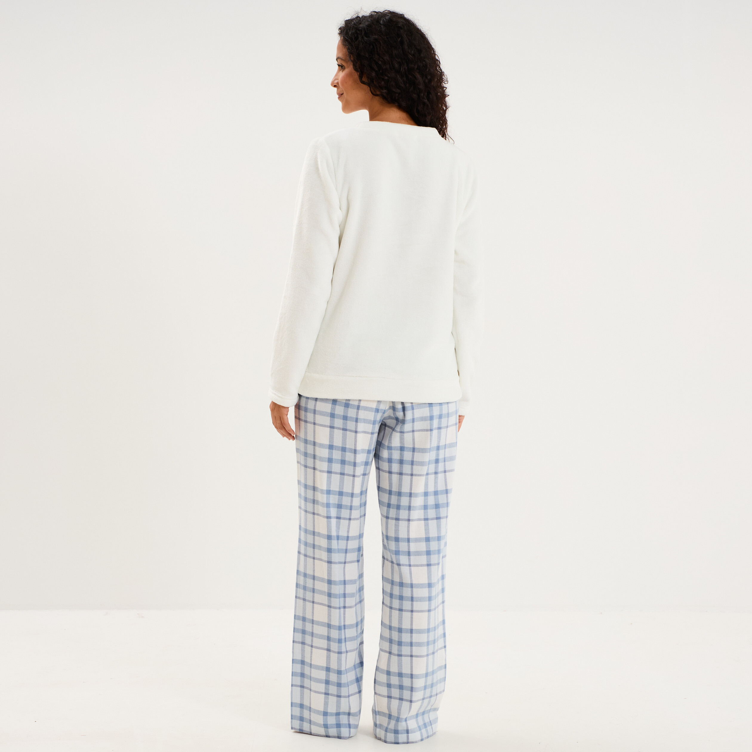 Ensemble pyjama effet polaire 3 pi&egrave;ces bleu femme