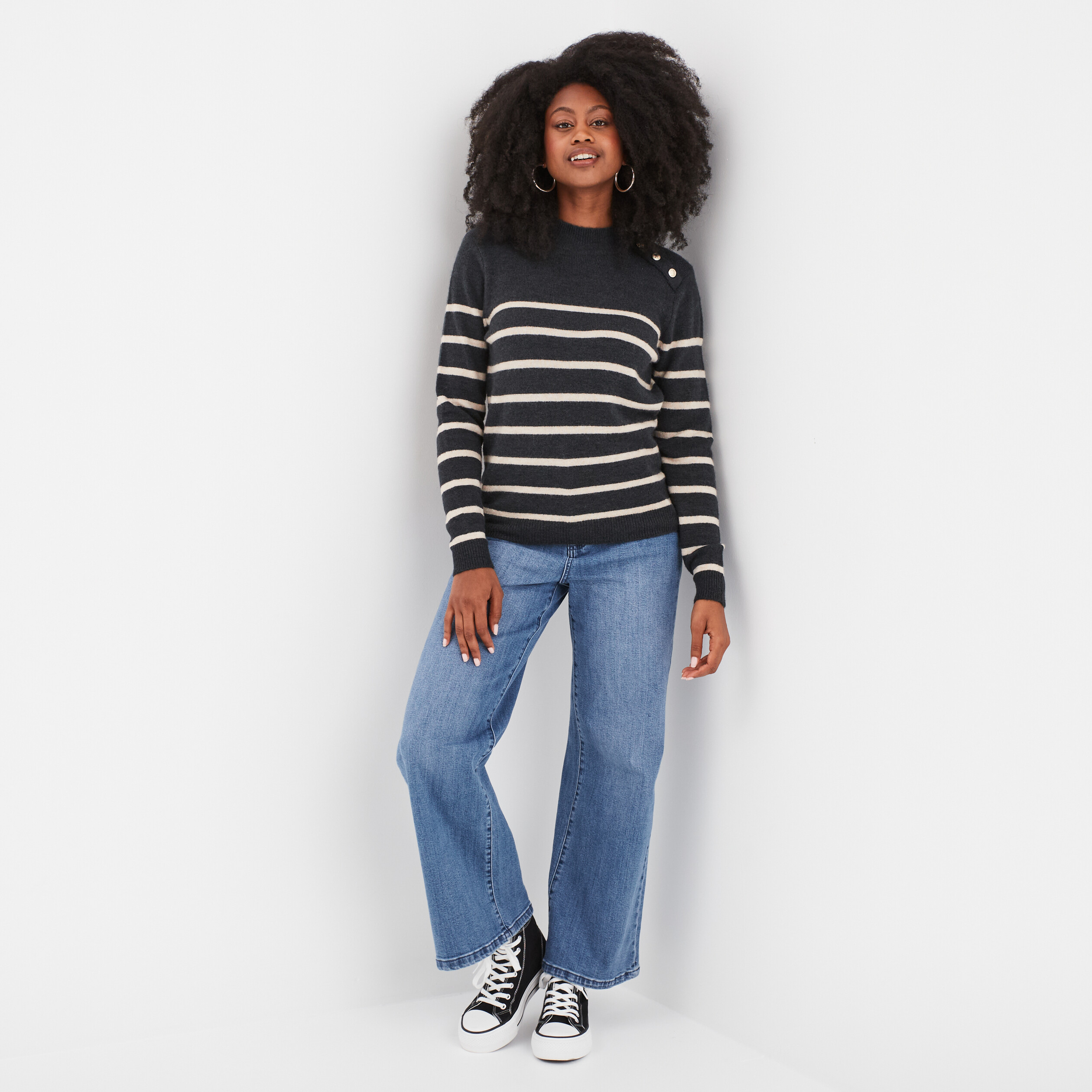 pull manches longues avec boutons gris fonce femme Pull manches longues avec boutons gris foncé femme