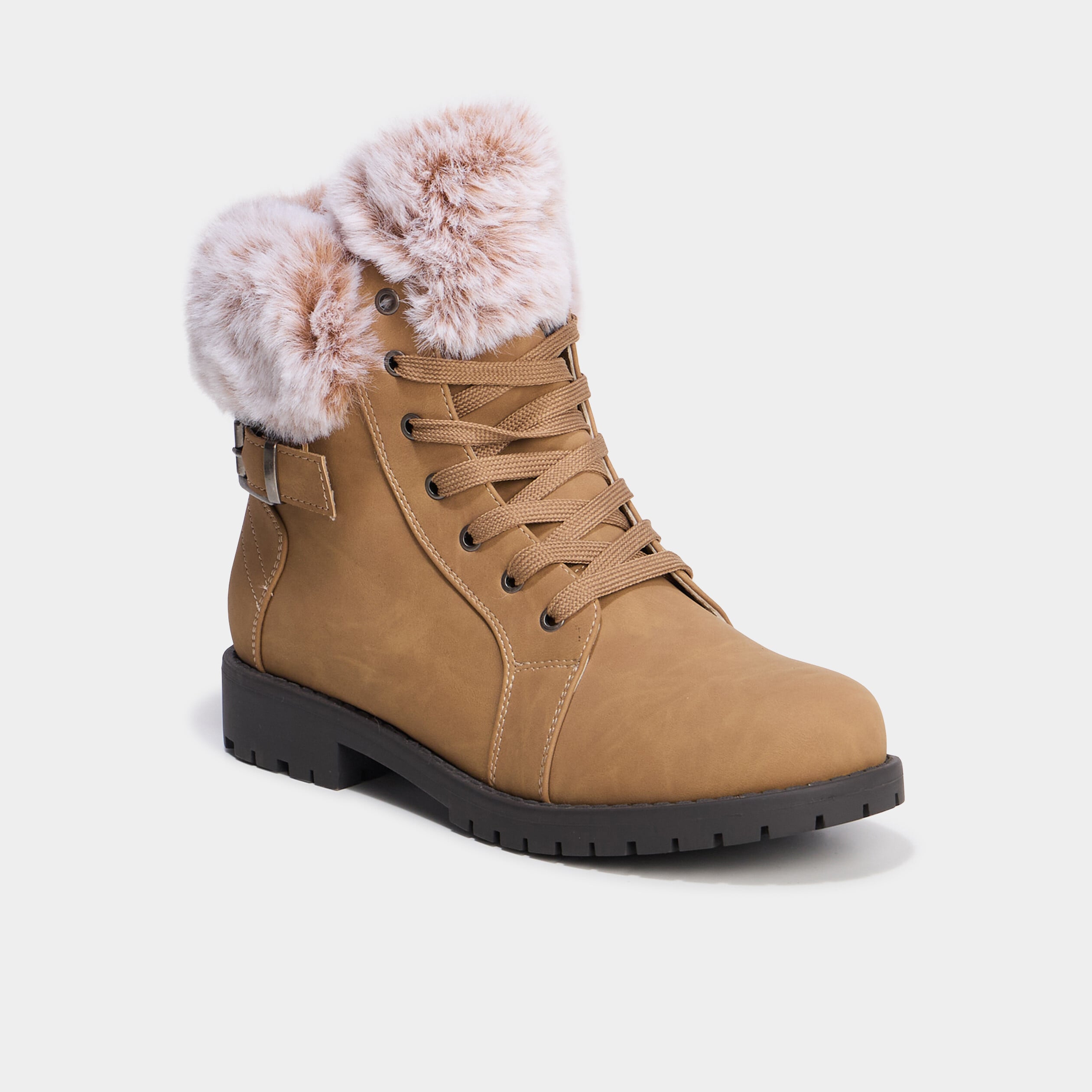 Boots col fausse fourrure sable femme