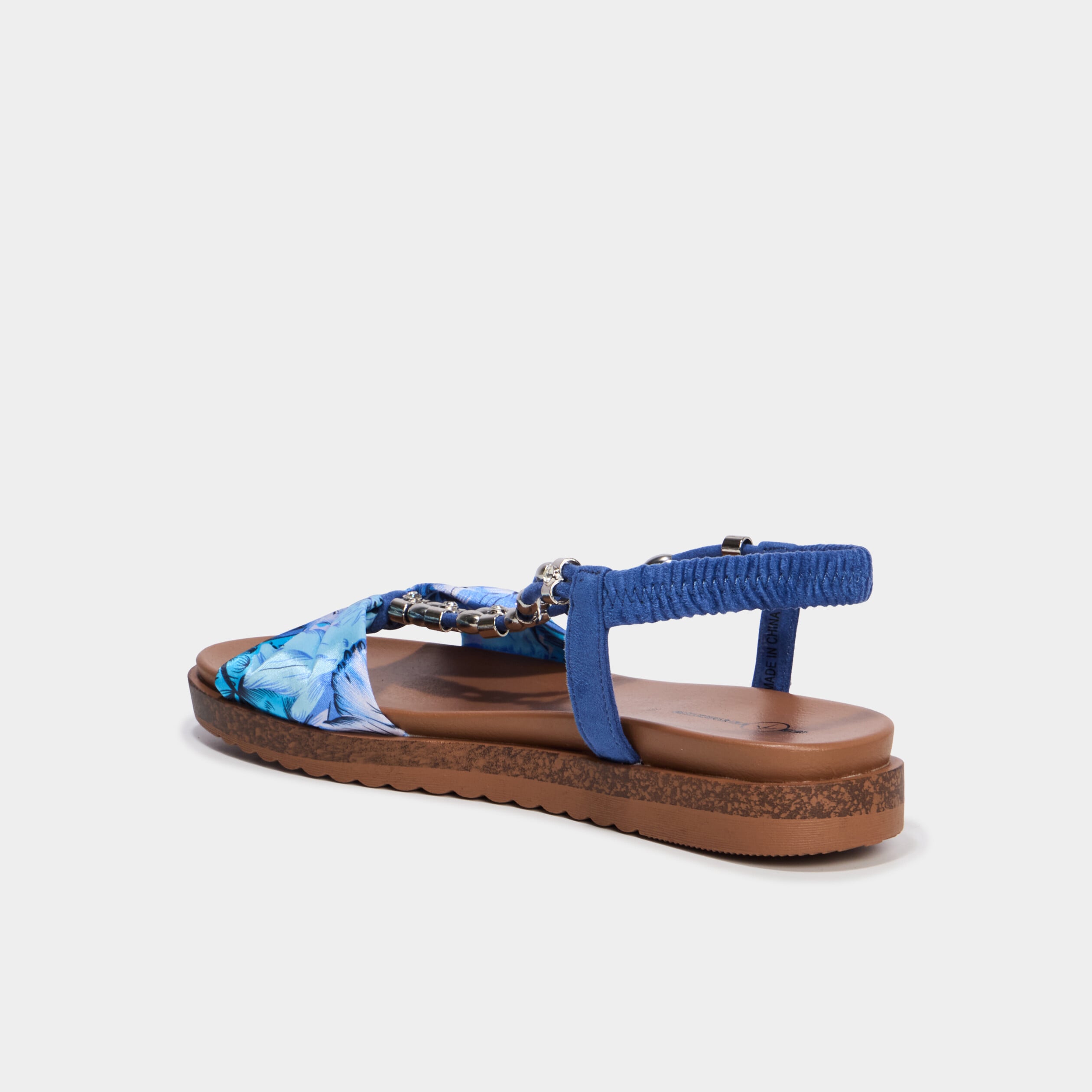 Sandales avec bride effet foulard bleu femme