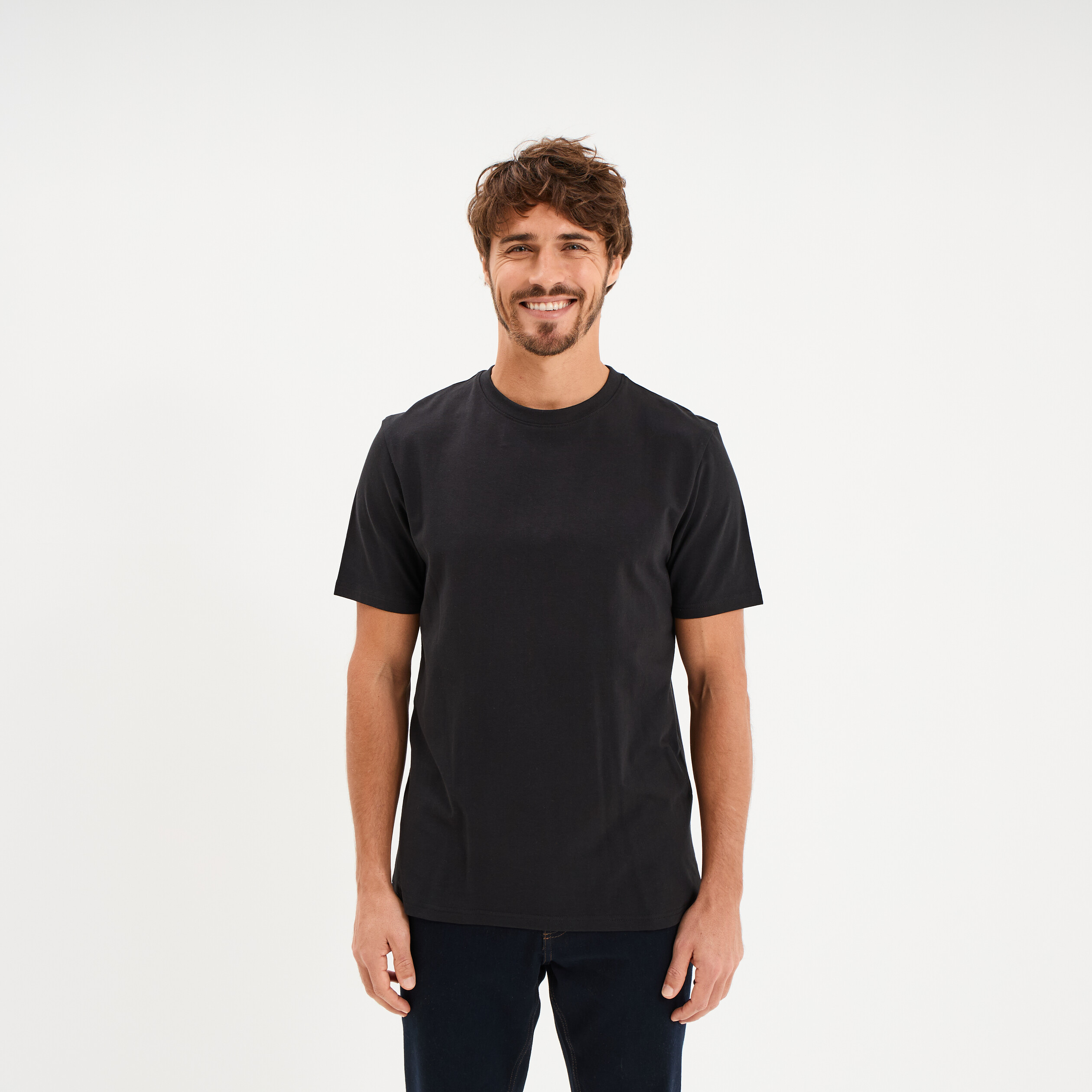 T-shirt slim stretch manches courtes noir homme