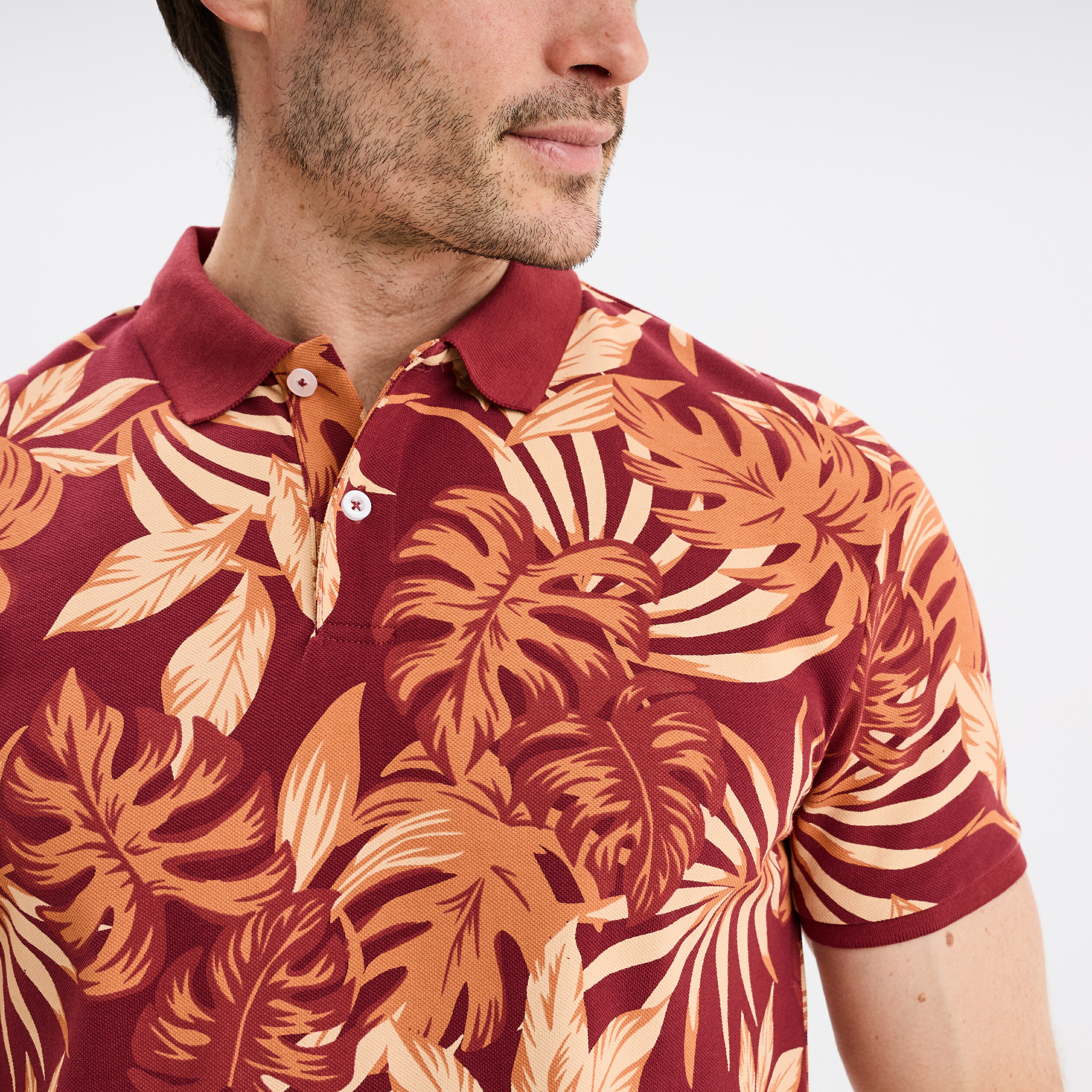 Polo jersey coton manches courtes bordeaux homme