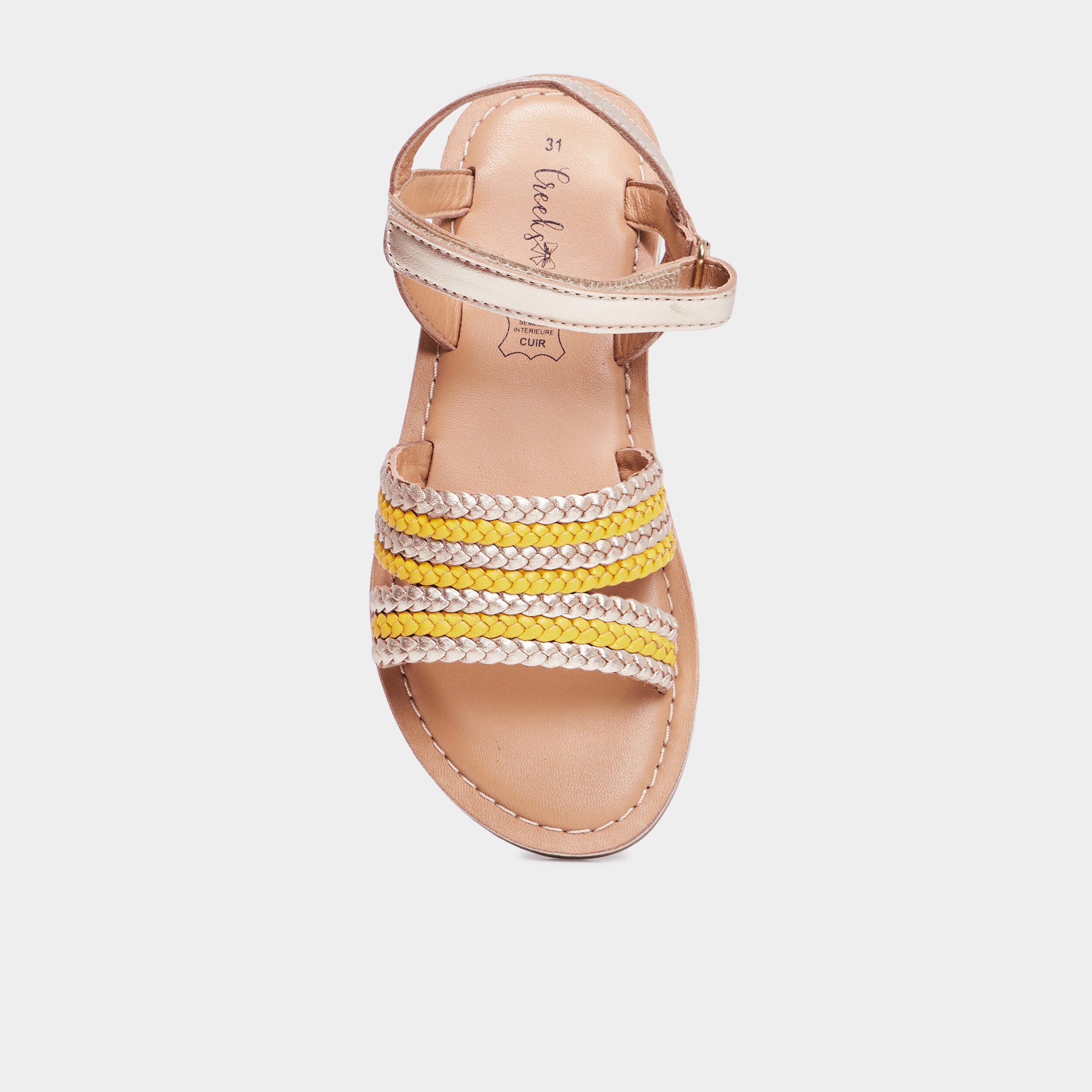 sandales tressees en cuir creeks jaune or fille Sandales tressées en cuir Creeks jaune or fille