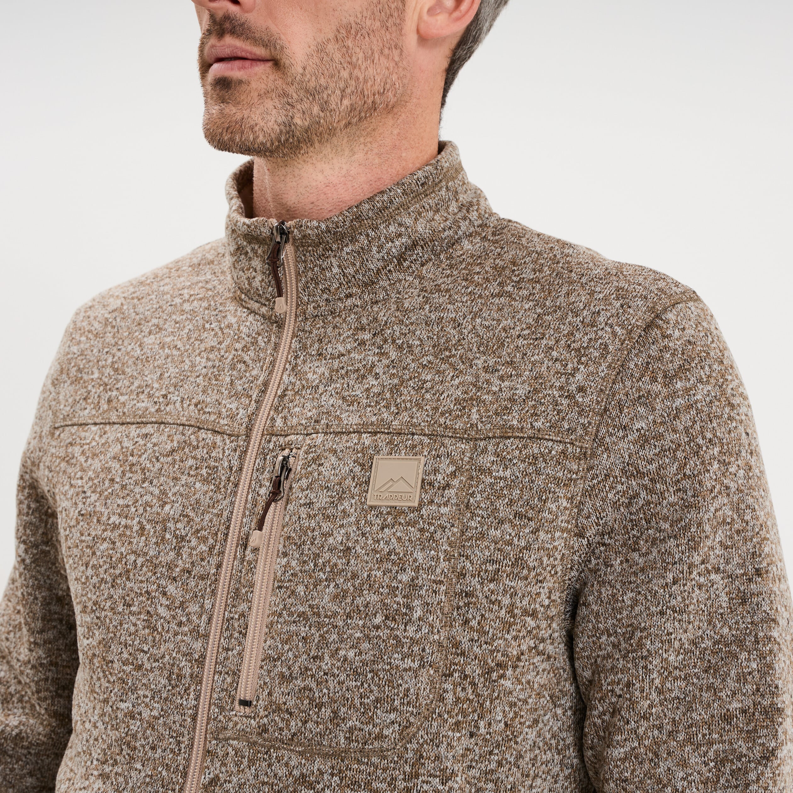 Gilet manches longues col montant marron homme