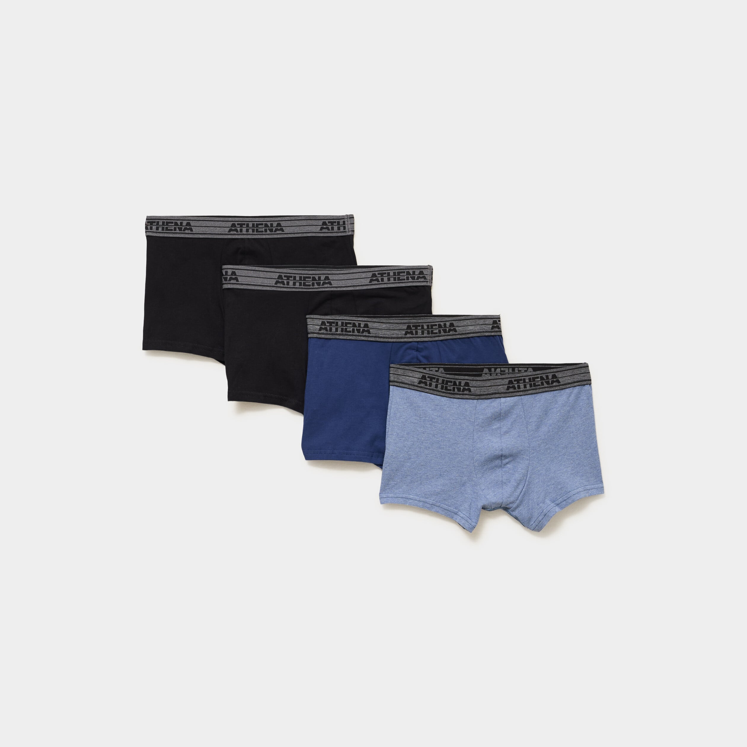 Lot 4 boxers coton stretch Athena bleu homme