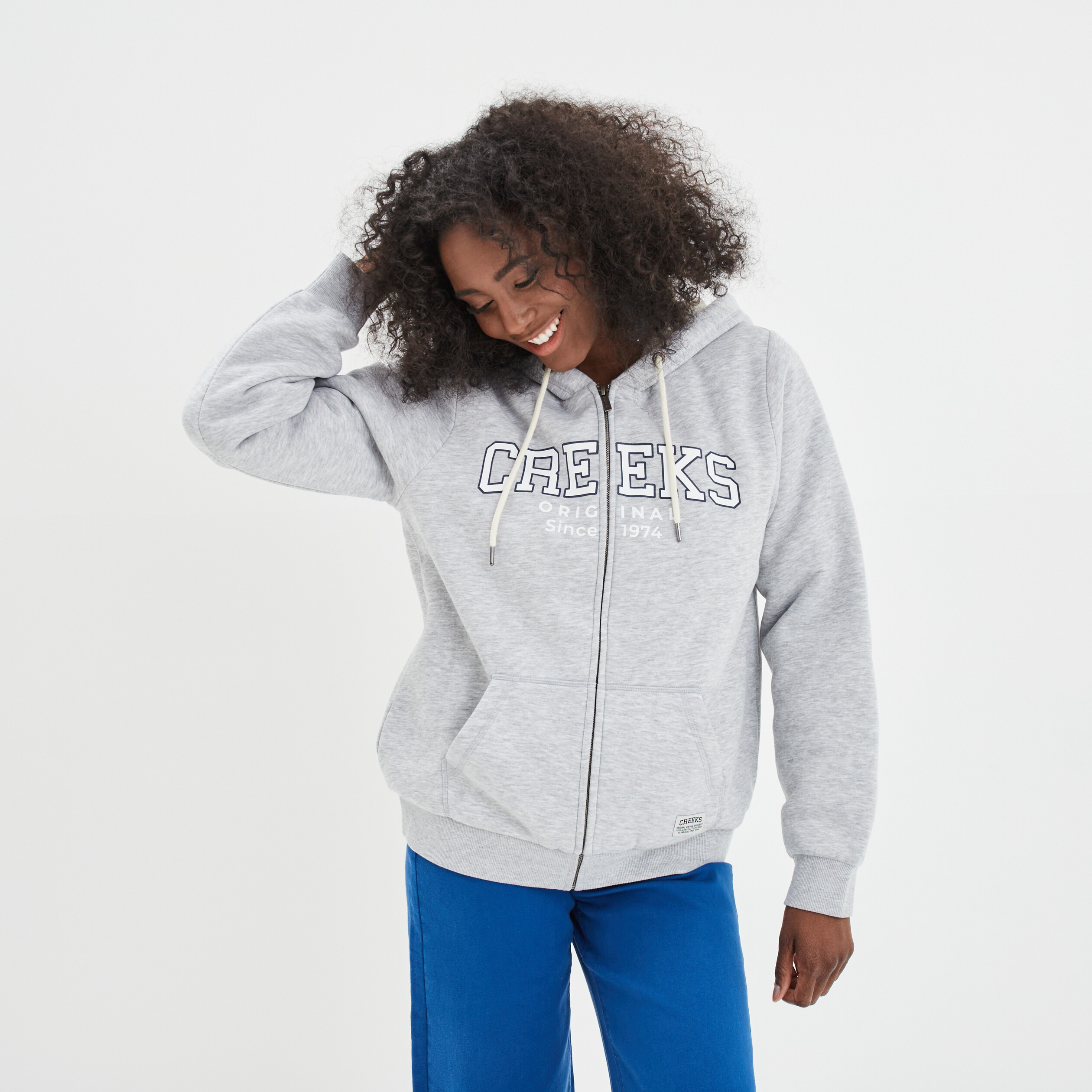 Generic Sweat à capuche Femme avec zippé-Gris- à prix pas cher