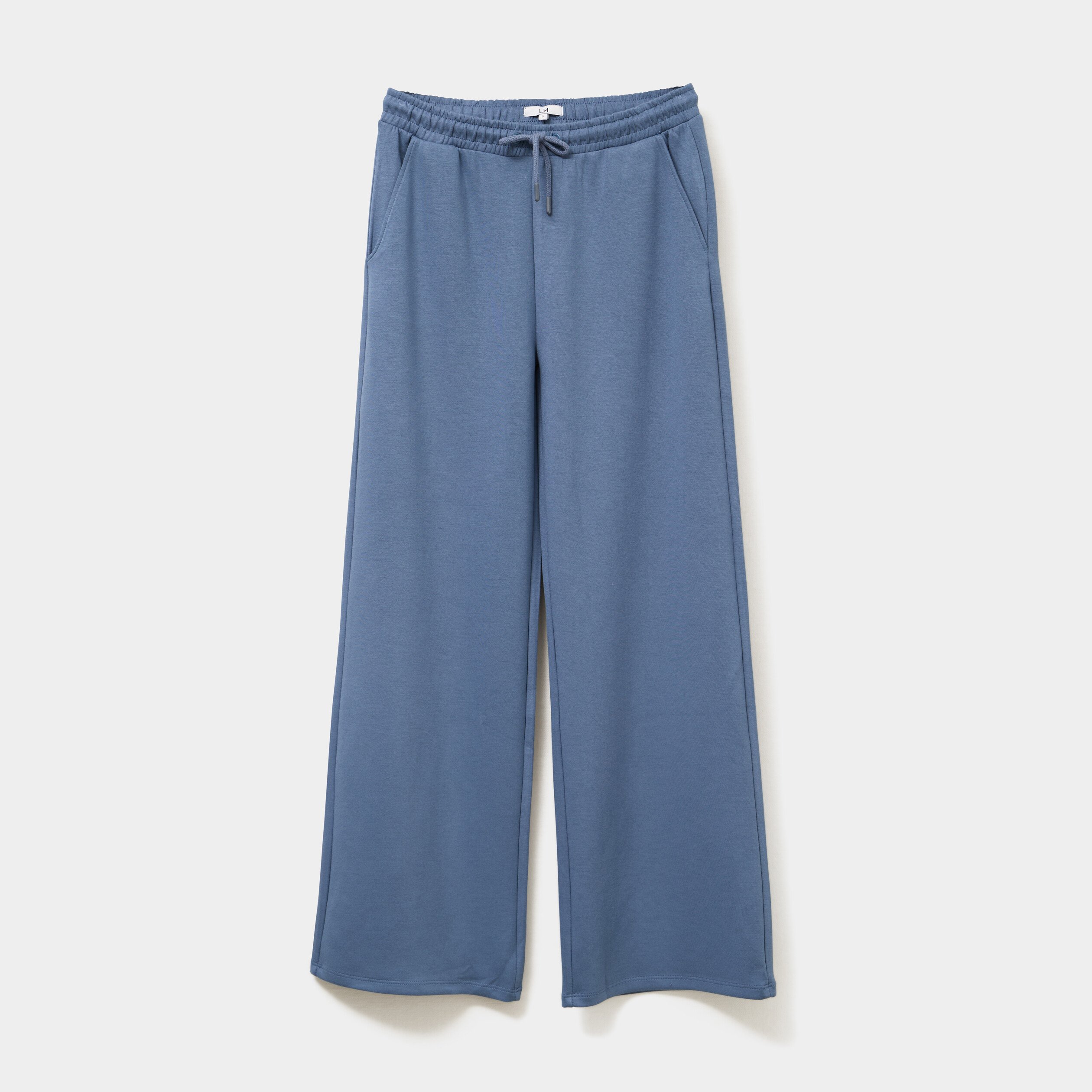 pantalon de jogging large elastique bleu gris femme Pantalon de jogging large élastiqué bleu gris femme