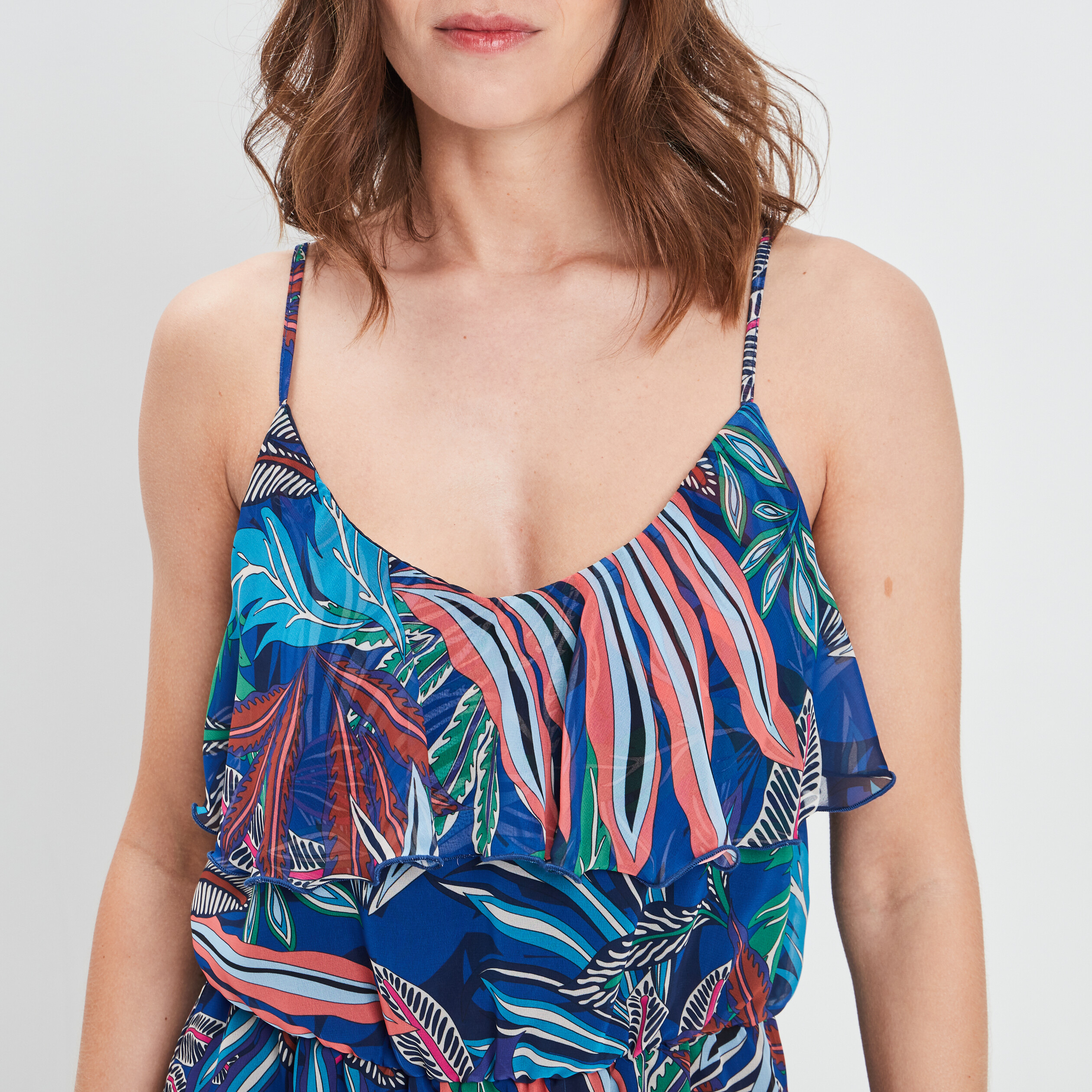 Robe droite fluide à bretelles bleu marine femme