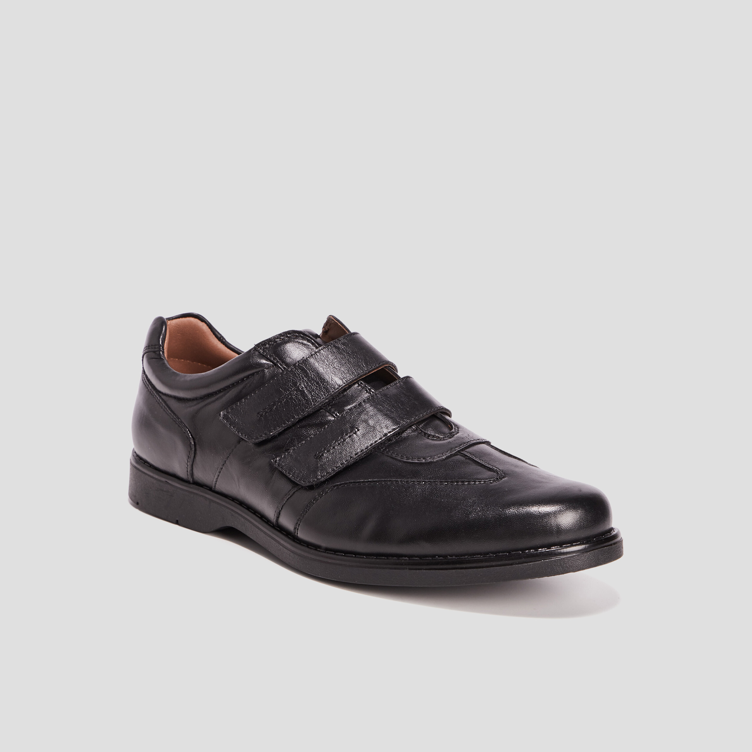 Sneakers en cuir à scratchs noir homme