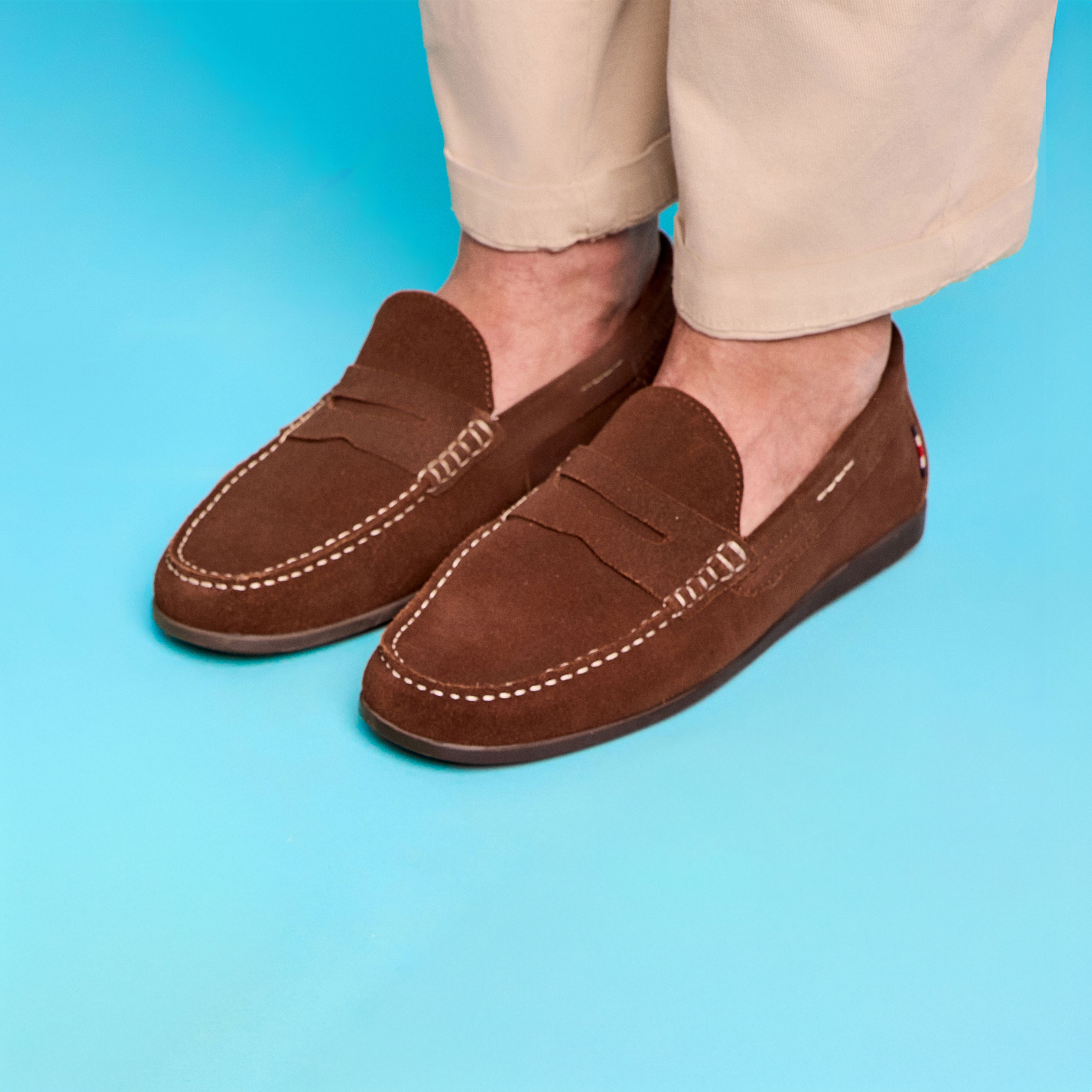 Mocassins en cuir daim marron homme