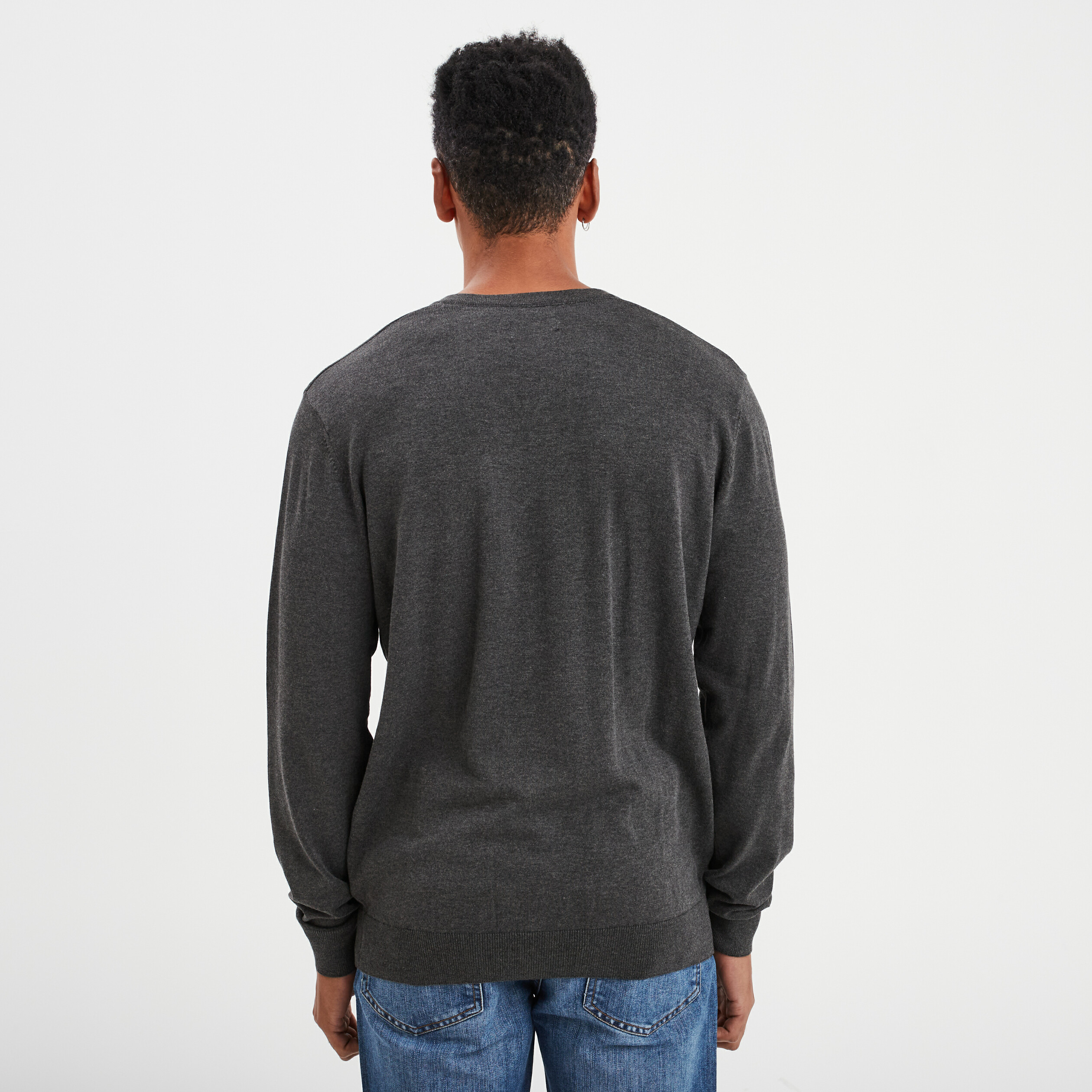 pull col tunisien manches longues gris fonce homme Pull col tunisien manches longues gris foncé homme