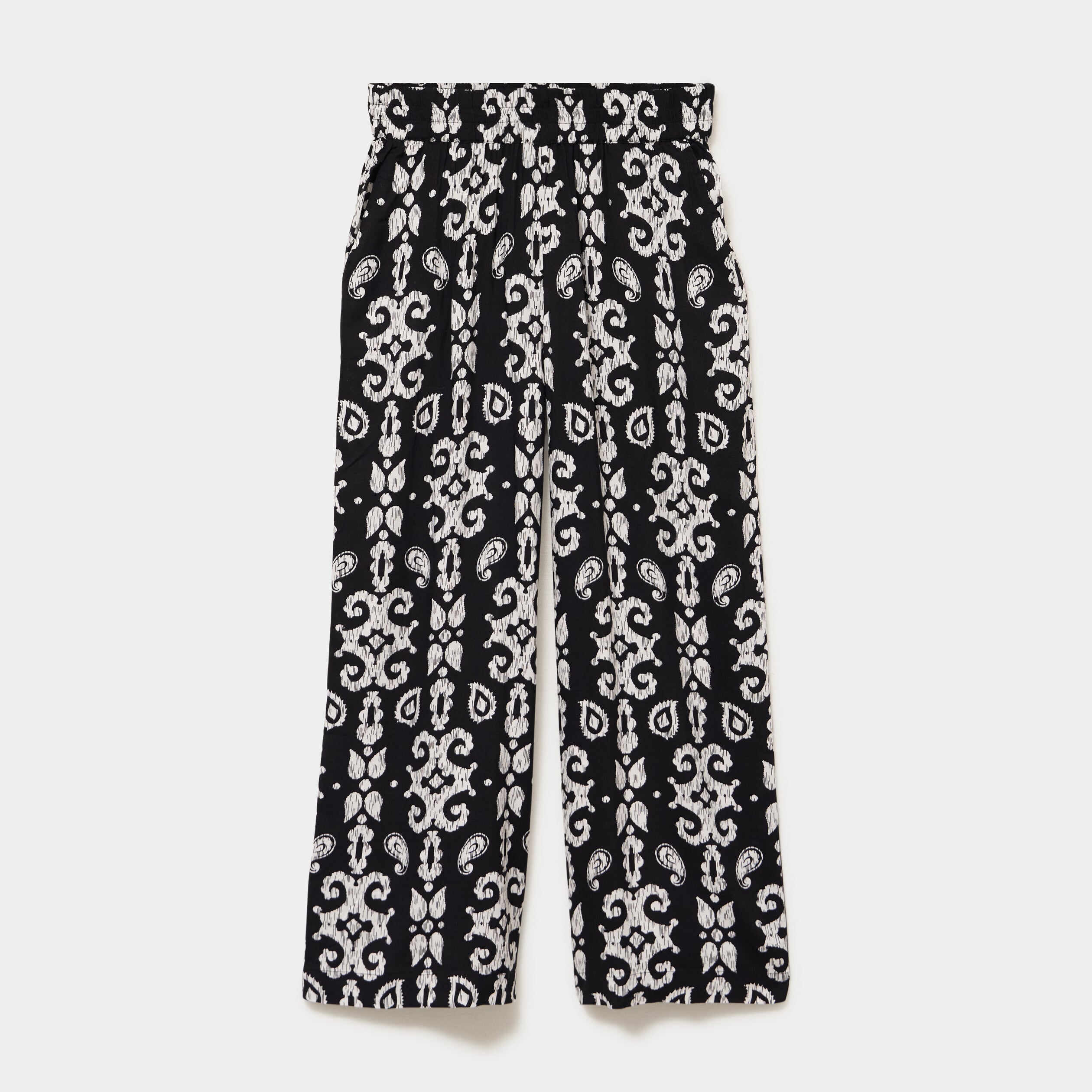 Pantalon fluide large taille &eacute;lastiqu&eacute;e noir femme
