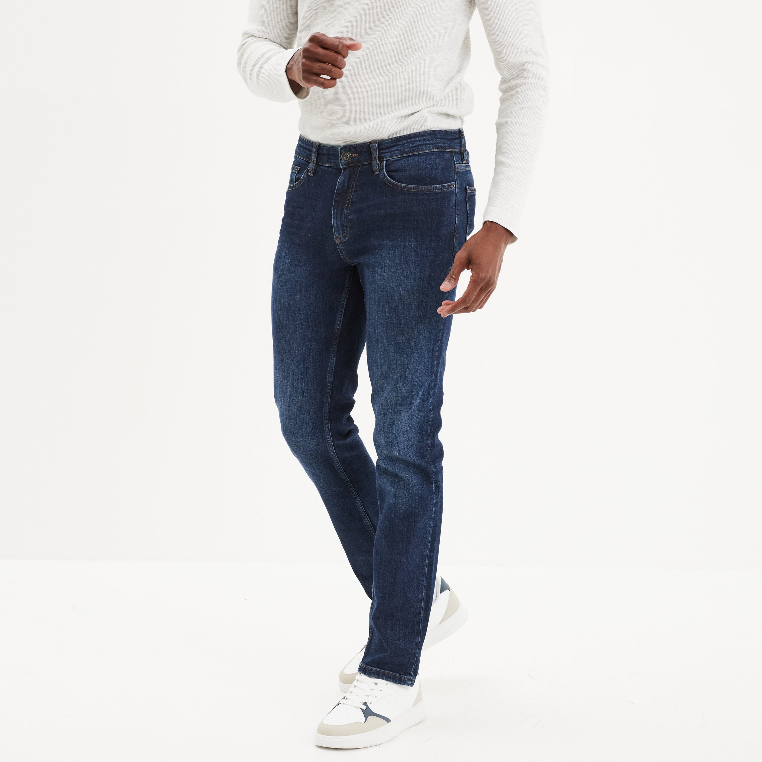 Jeans straight 5 poches denim stone homme