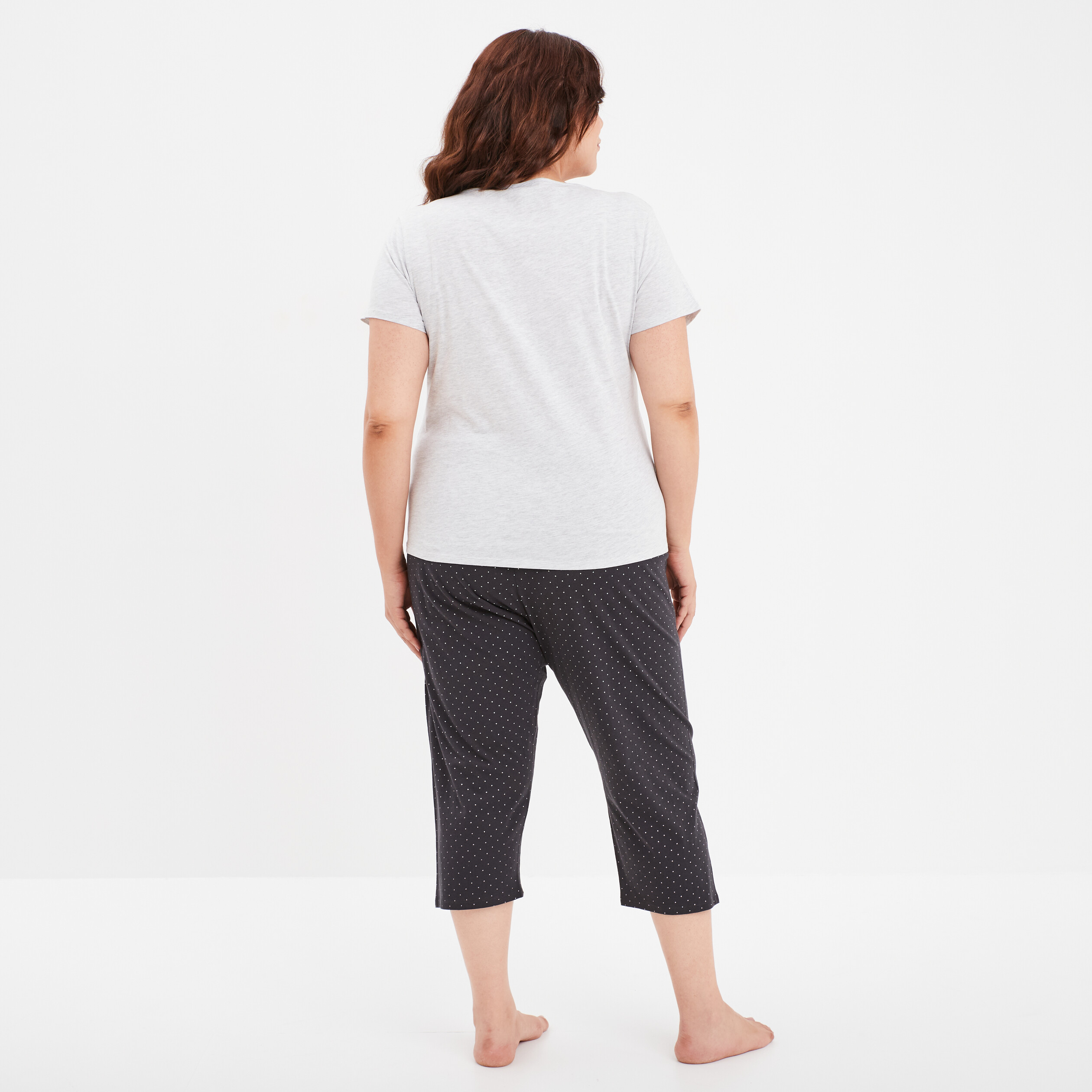 ensemble pyjama corsaire 2 pieces coton gris clair femmegt Ensemble pyjama corsaire 2 pièces coton gris clair femme grande taille