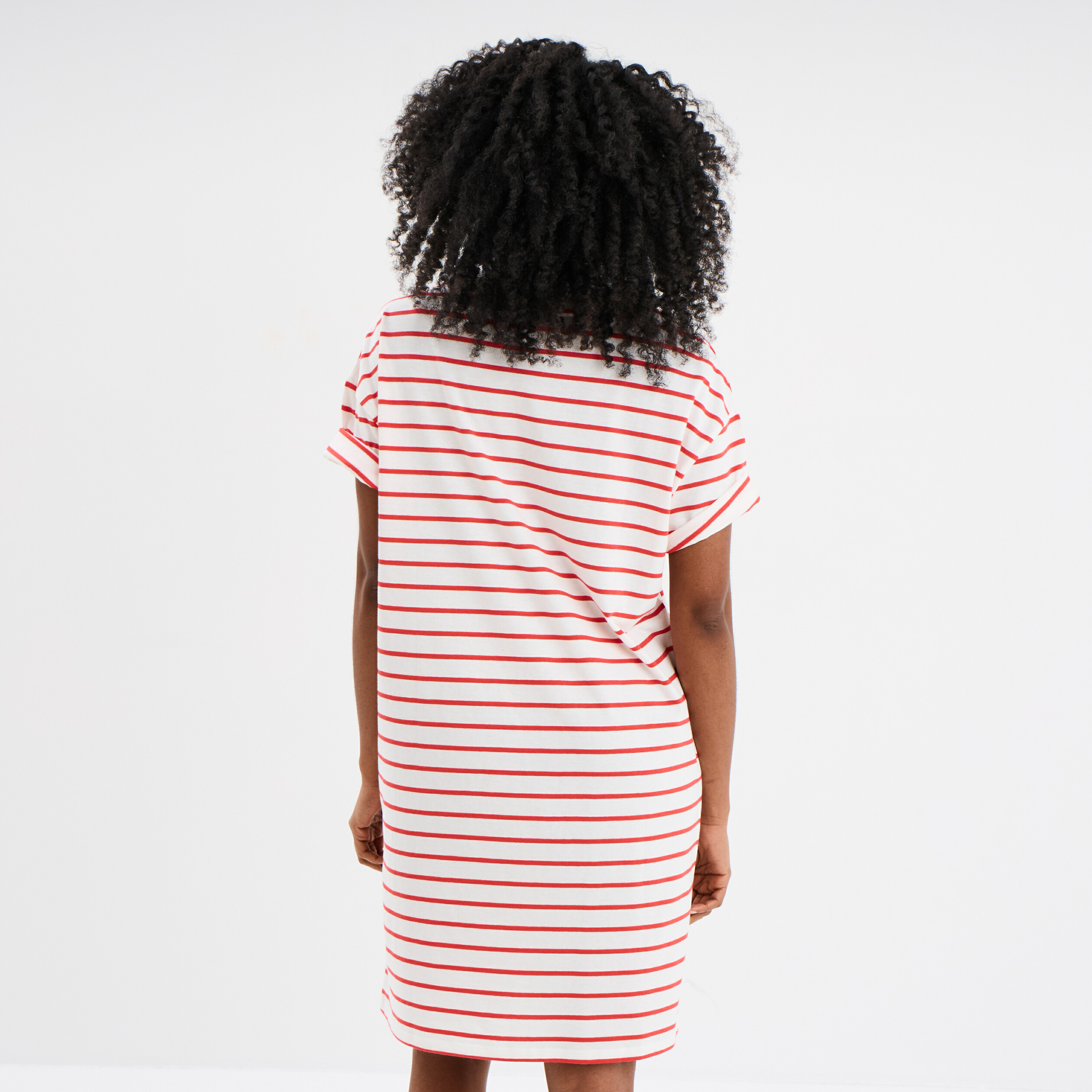 Robe t-shirt manches courtes coton ecru femme