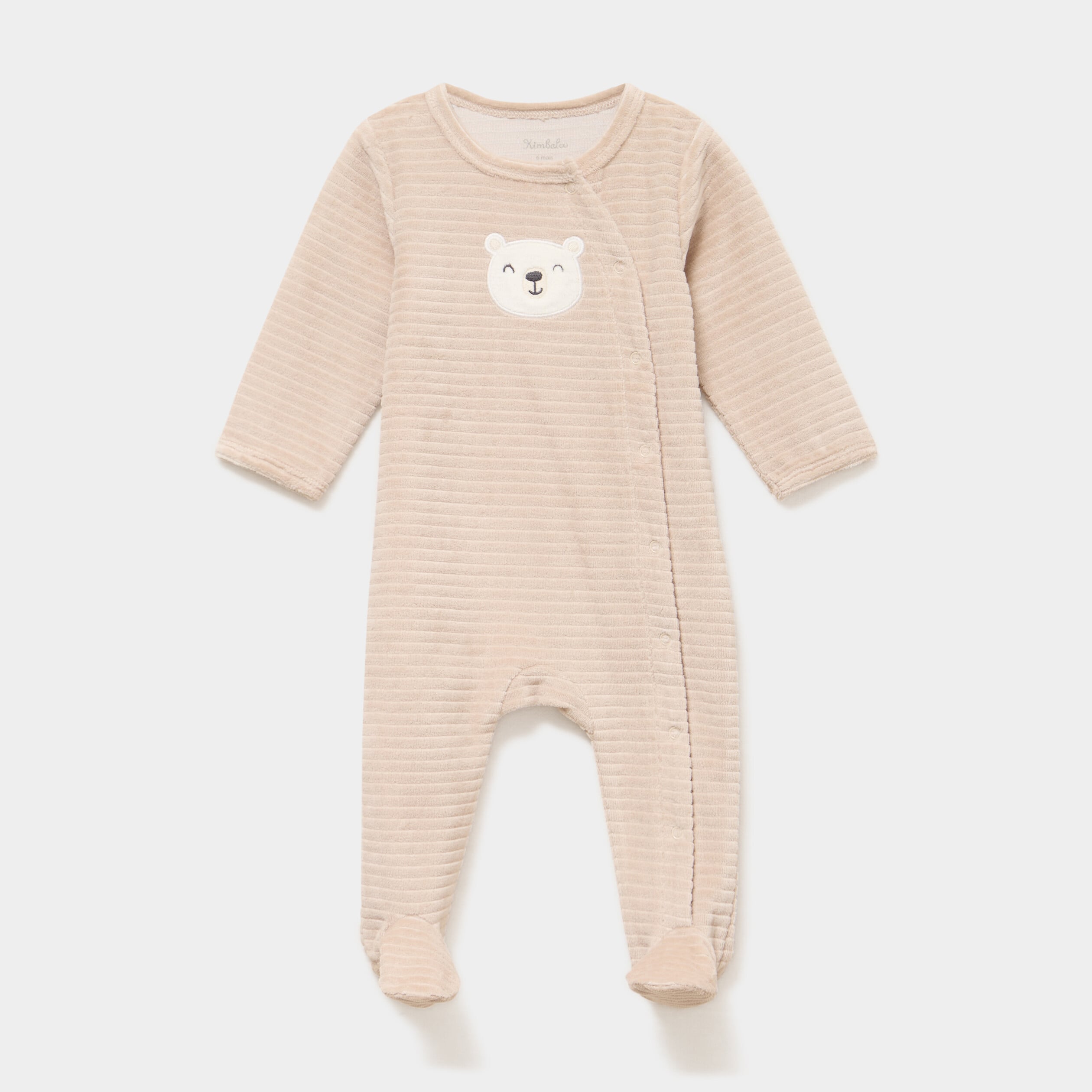 Dors-bien velours manches longues beige b&eacute;b&eacute;