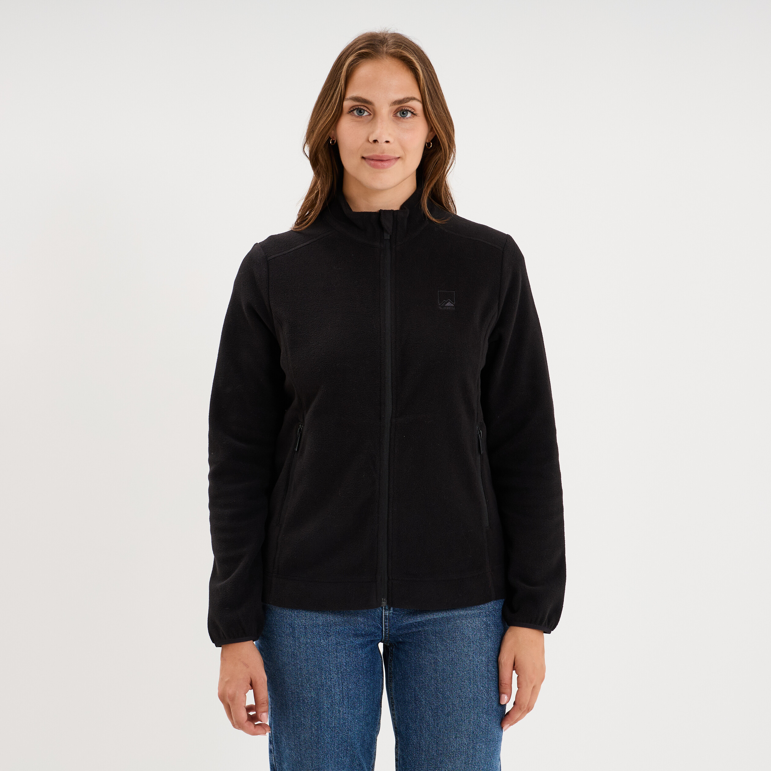 Gilet polaire zipp&eacute; manches longues noir femme