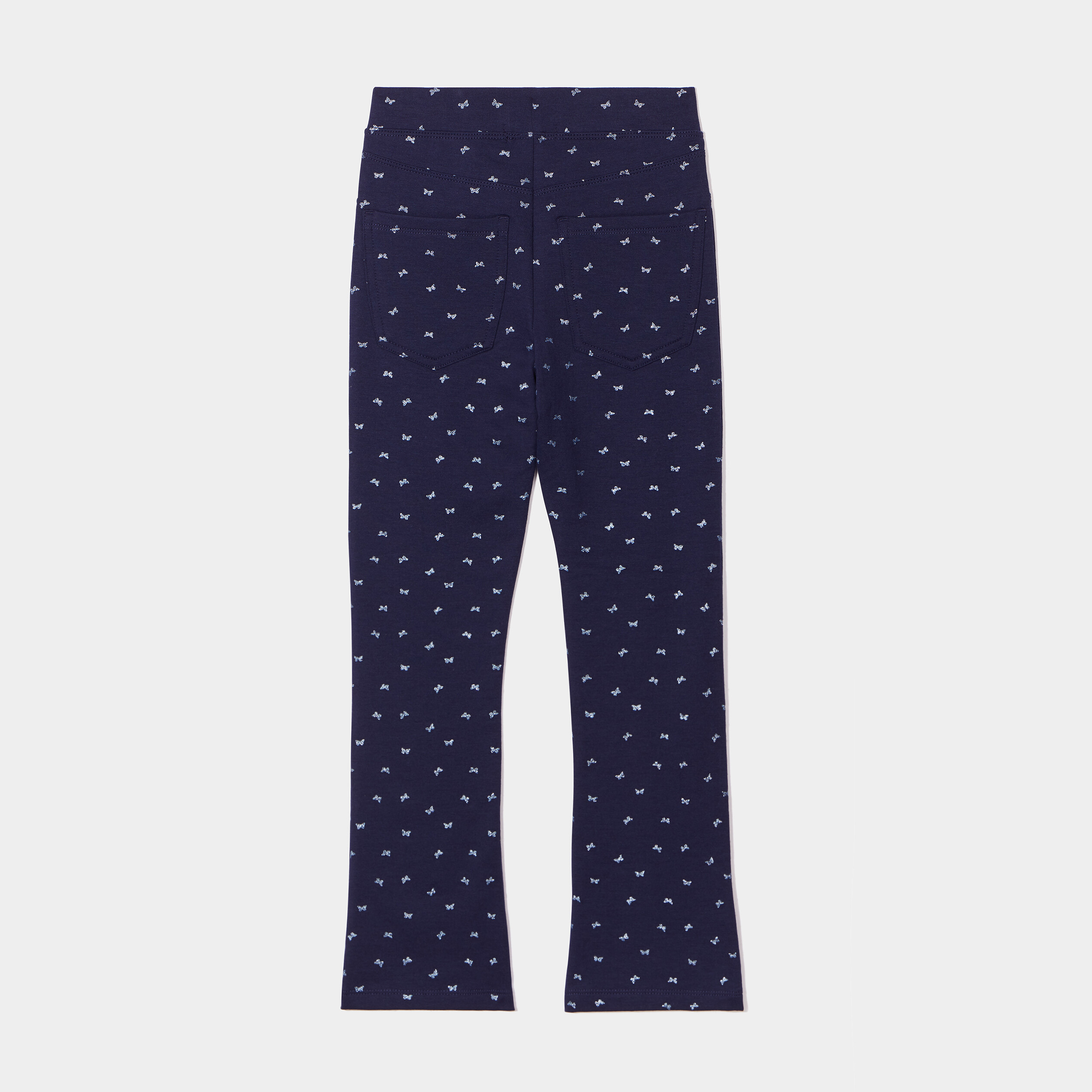 pantalon flare taille elastiquee bleu marine fille Pantalon flare taille élastiquée bleu marine fille
