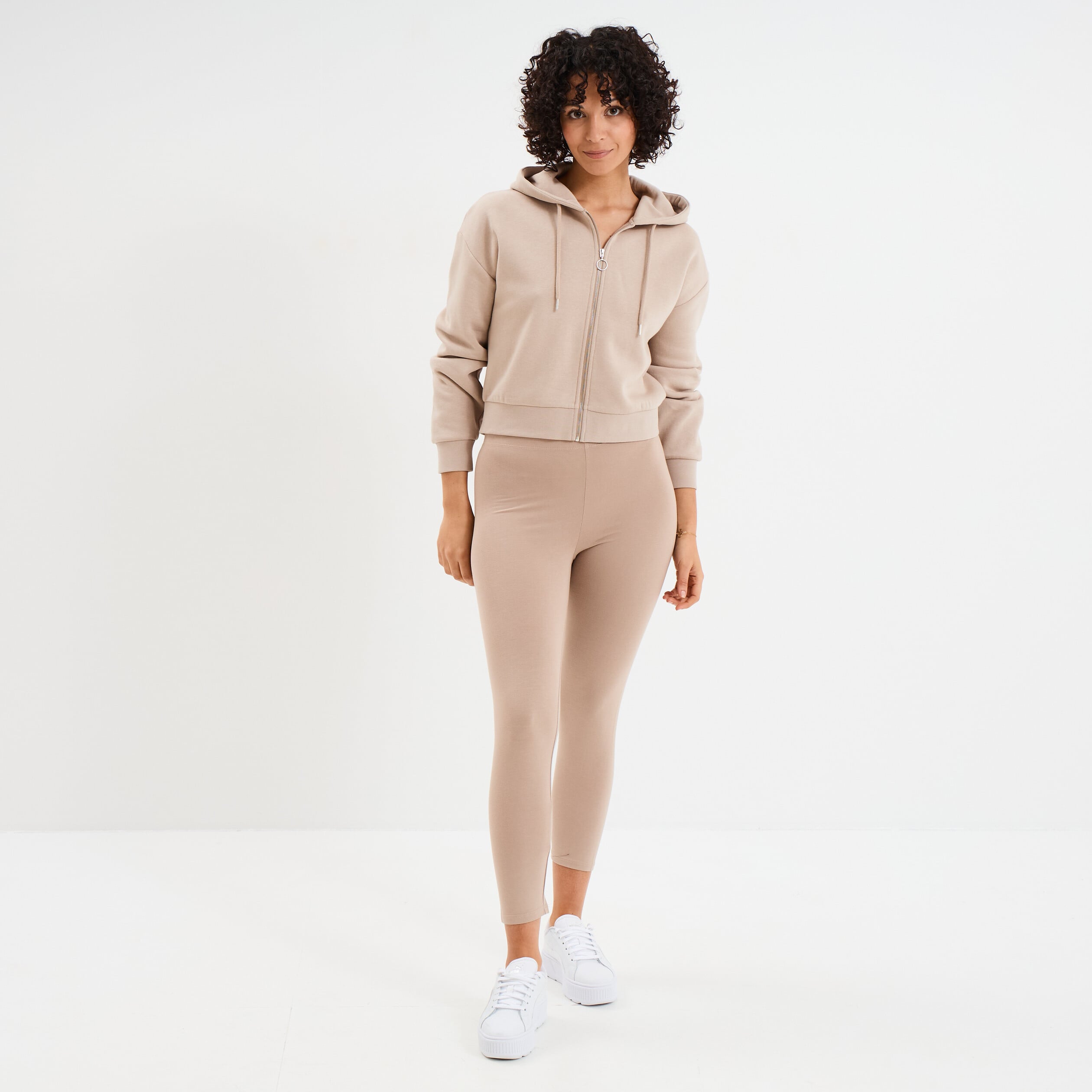 Legging &eacute;lastiqu&eacute; 7/8&egrave;me sable femme