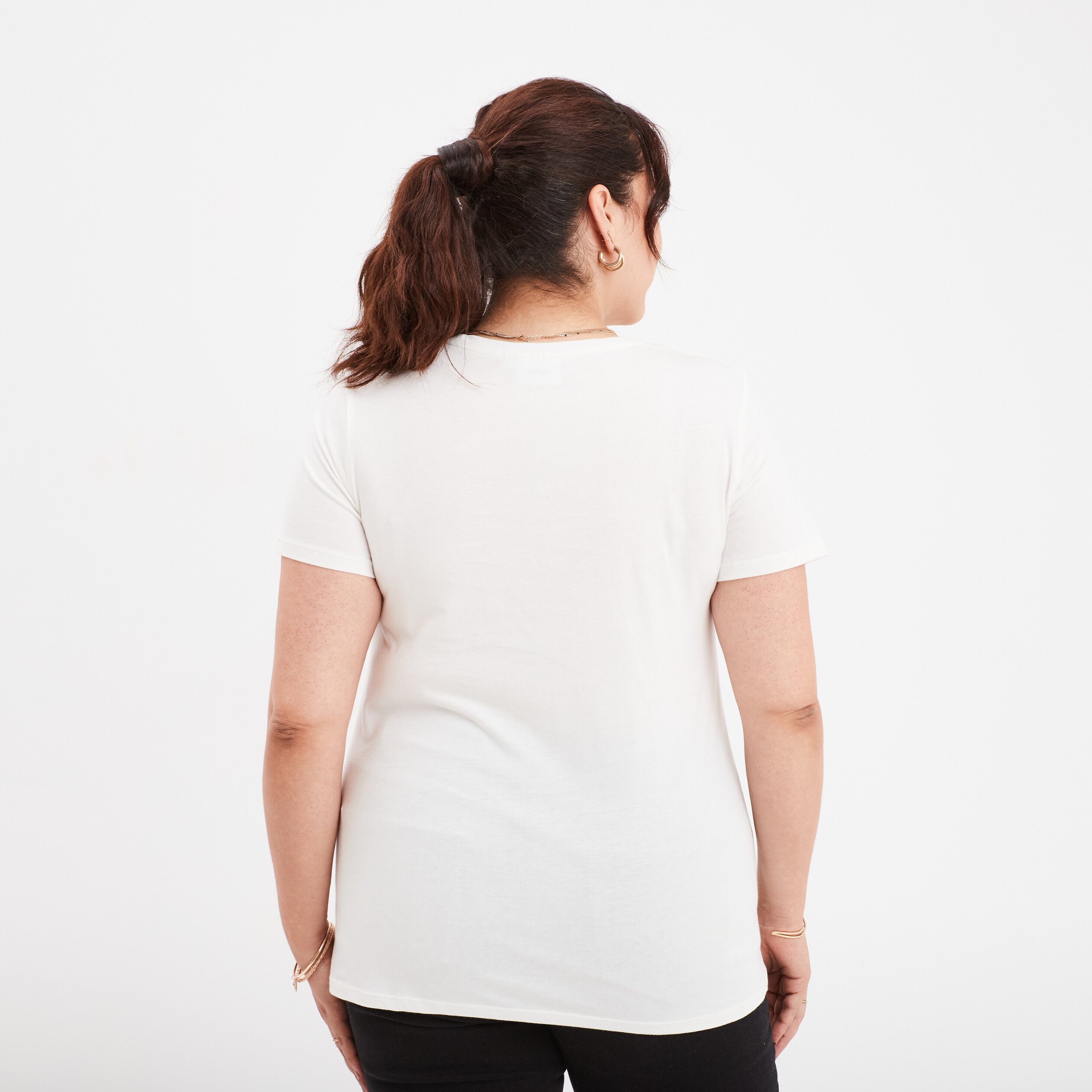 t shirt manches courtes coton stitch ivoire femmegt T-shirt manches courtes coton Stitch ivoire femme grande taille