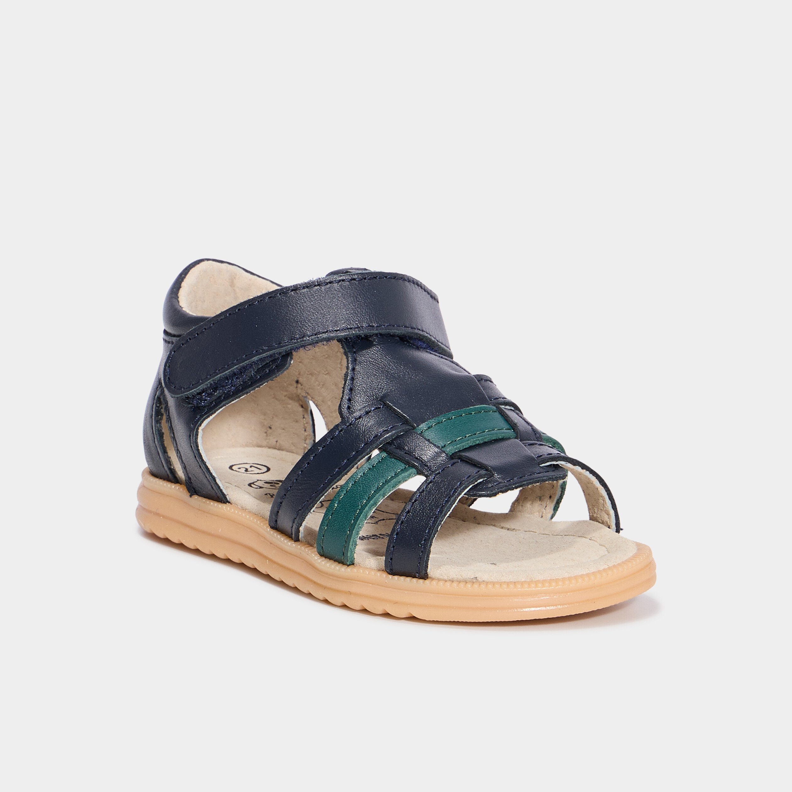 sandales en cuir bleu marine bebeg Sandales en cuir bleu marine bébé garçon