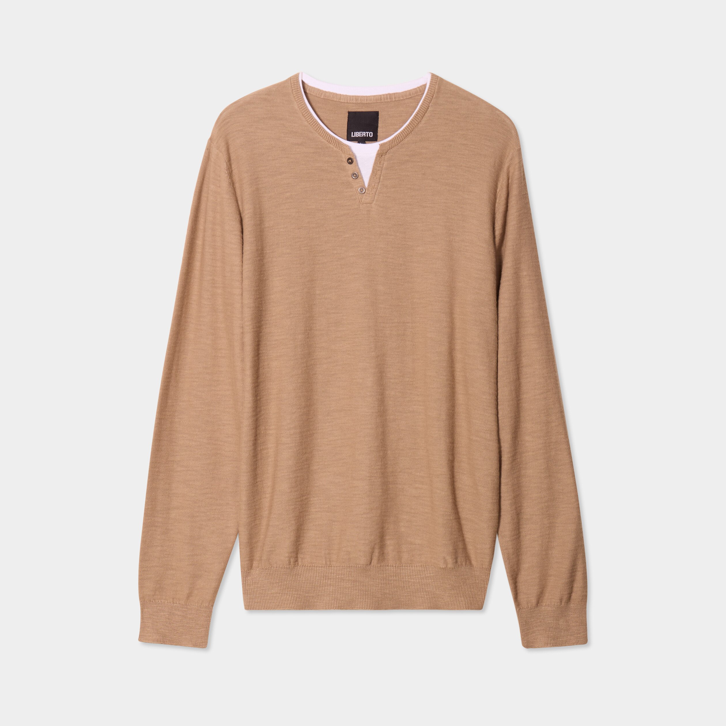 pull col tunisien coton liberto taupe homme Pull col tunisien coton Liberto taupe homme
