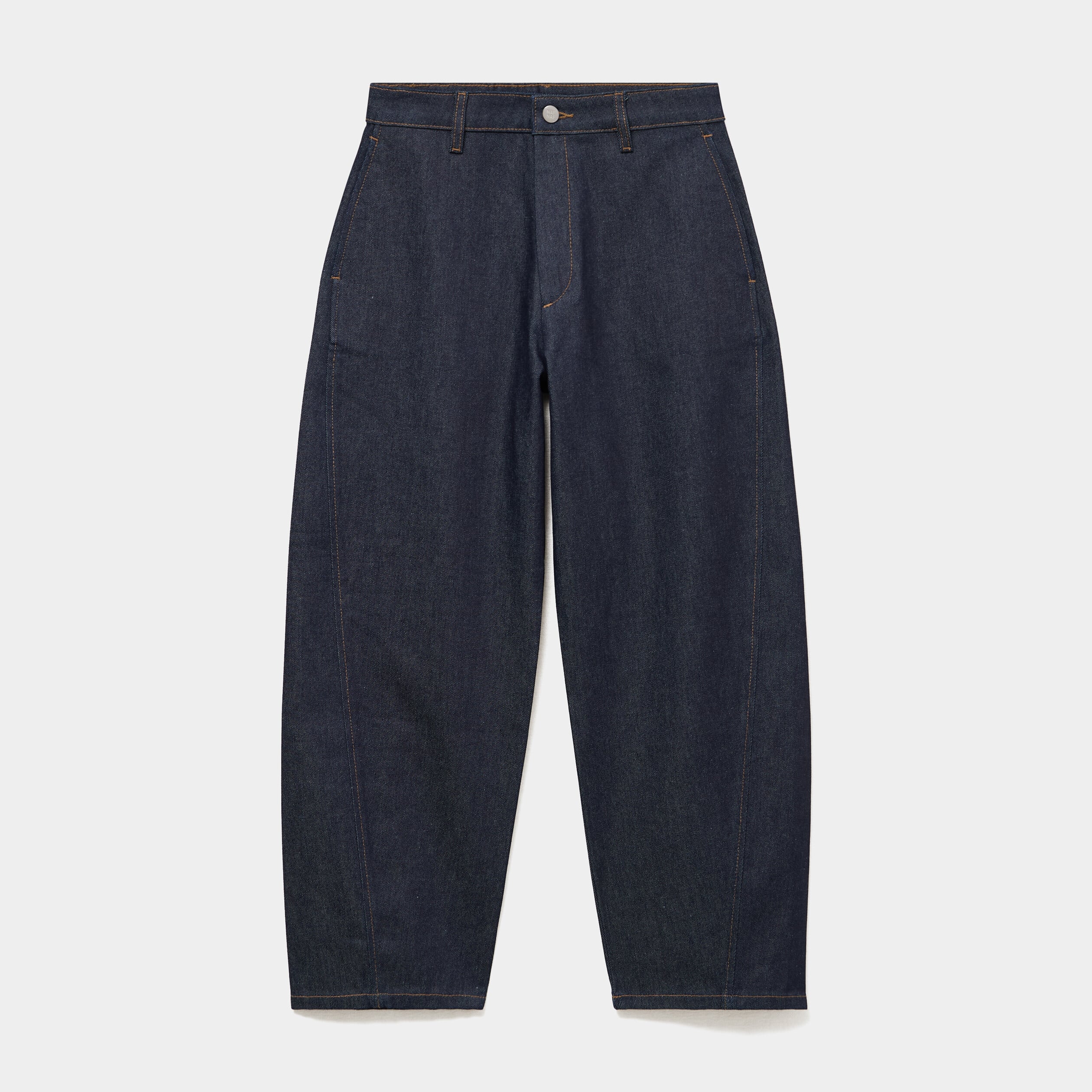 Jean barrel taille haute denim brut femme