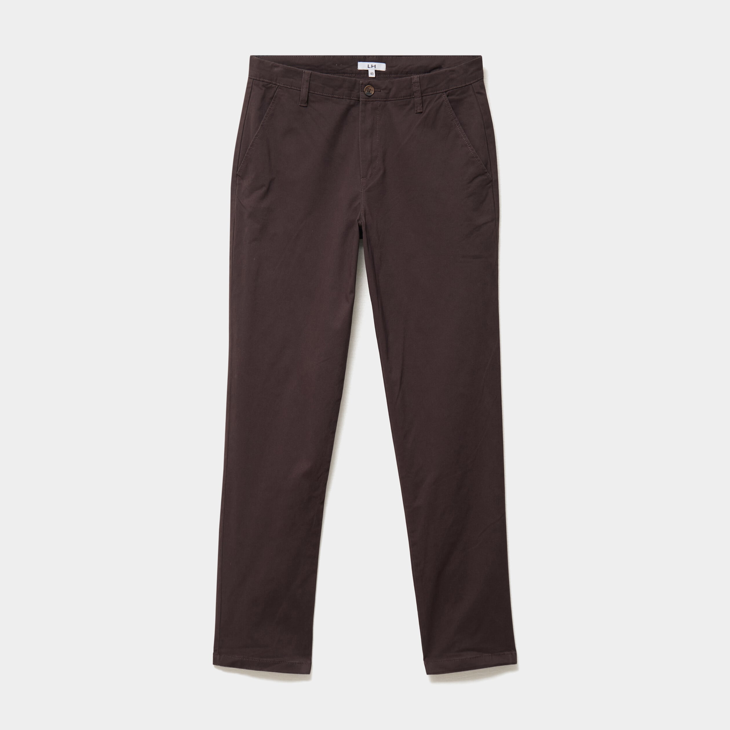 Pantalon chino droit stretch marron fonc&eacute; homme