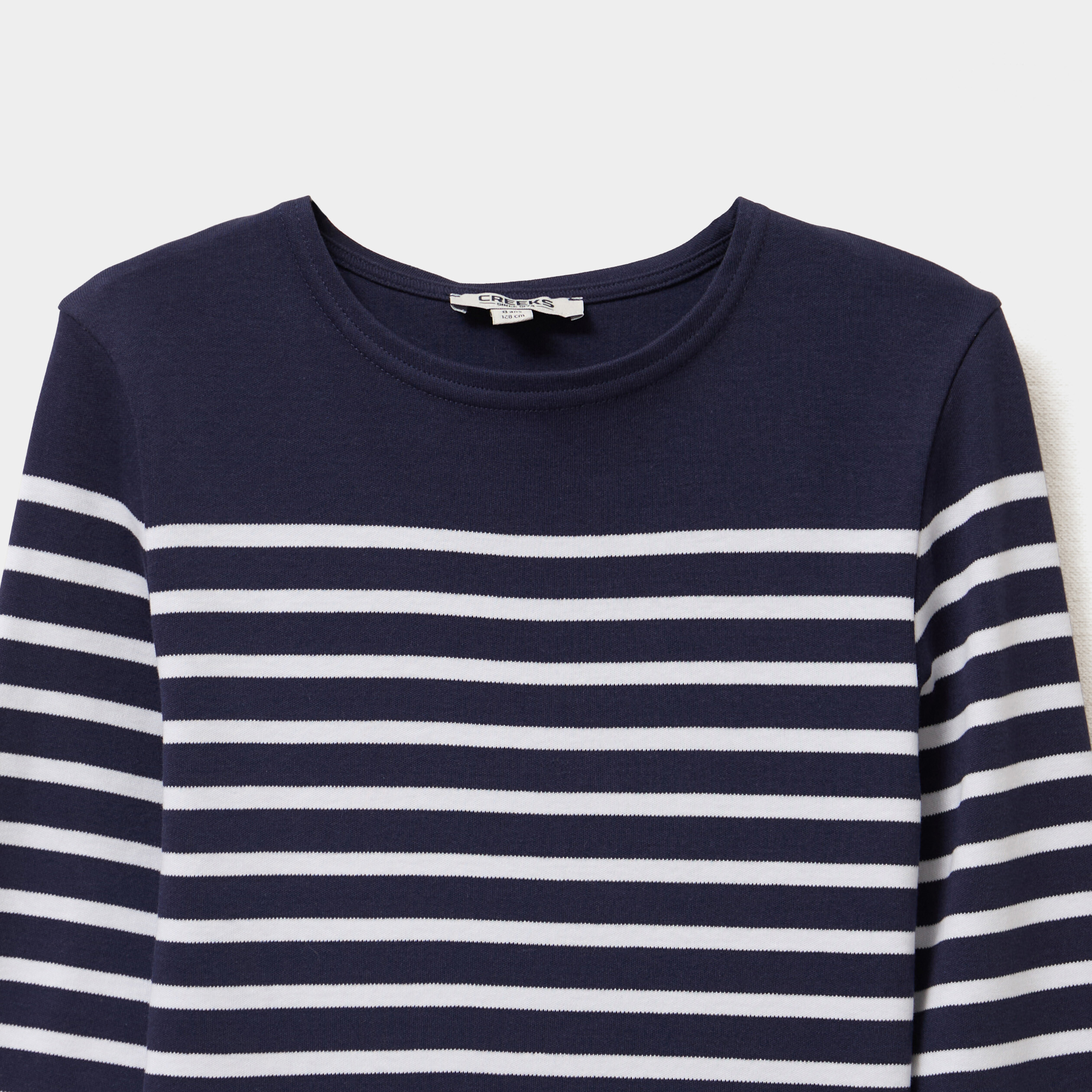 T-shirt marini&egrave;re coton manches longues bleu marine gar&ccedil;on