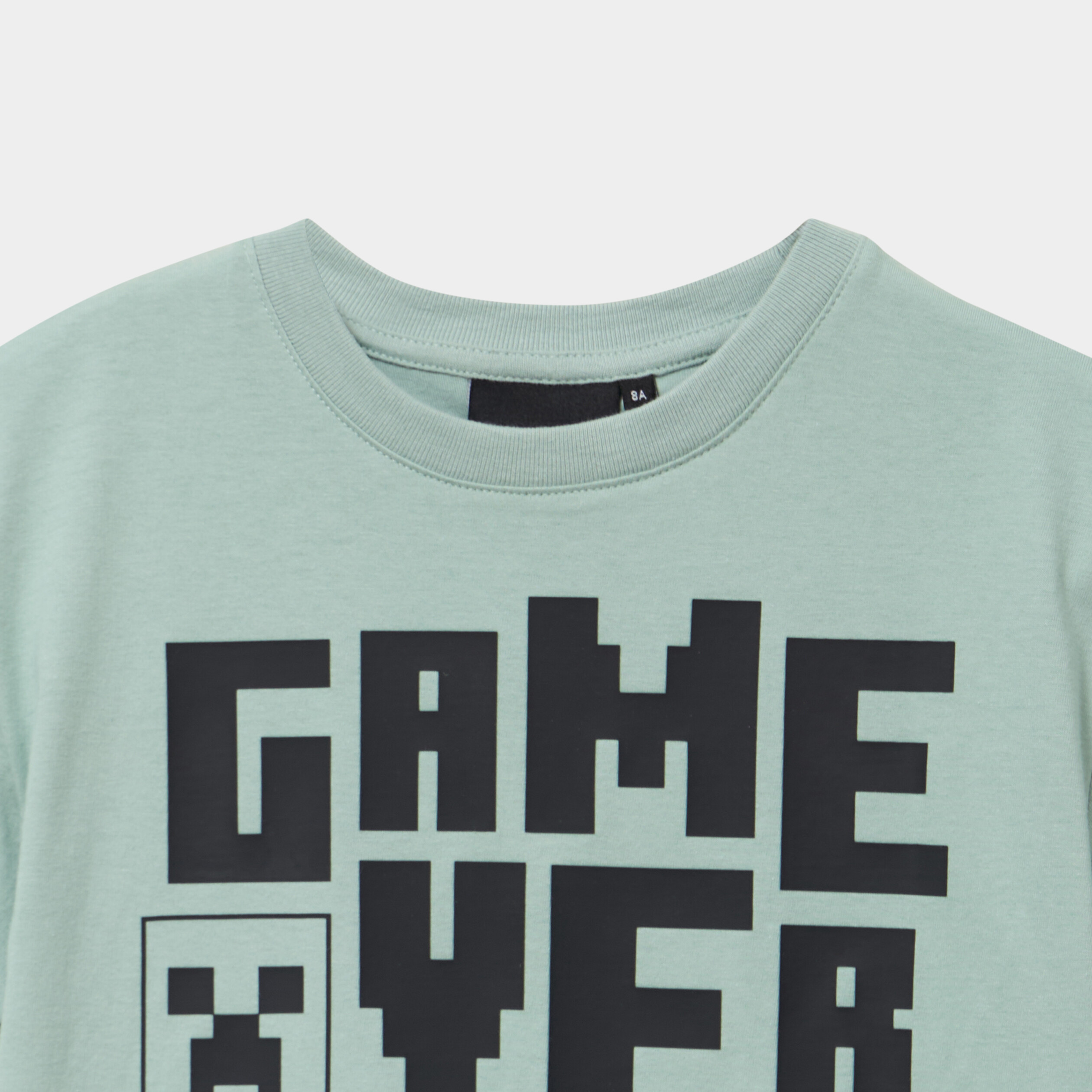 T-shirt manches courtes coton Minecraft vert kaki gar&ccedil;on
