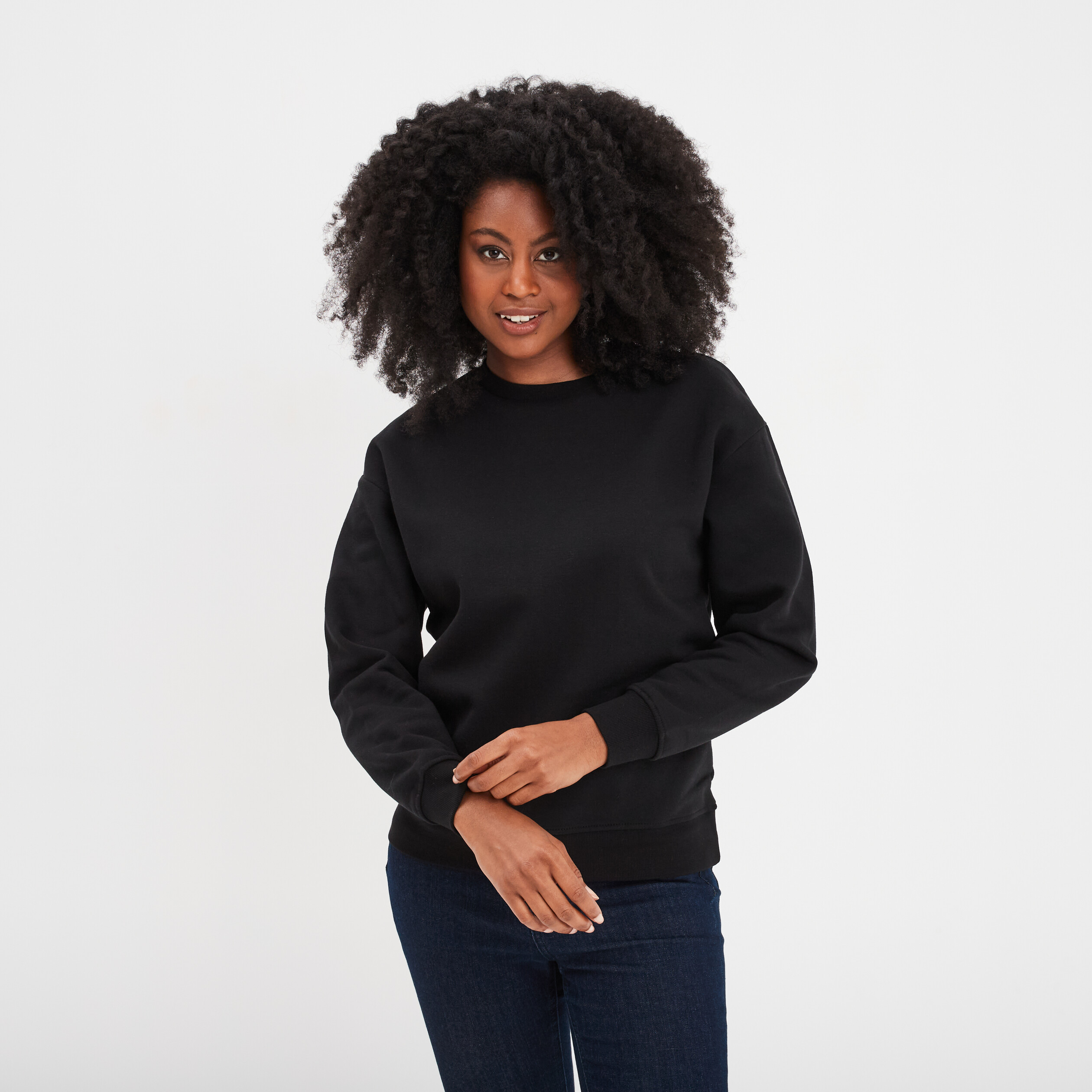 sweat col rond manches longues noir femme Sweat col rond manches longues noir femme