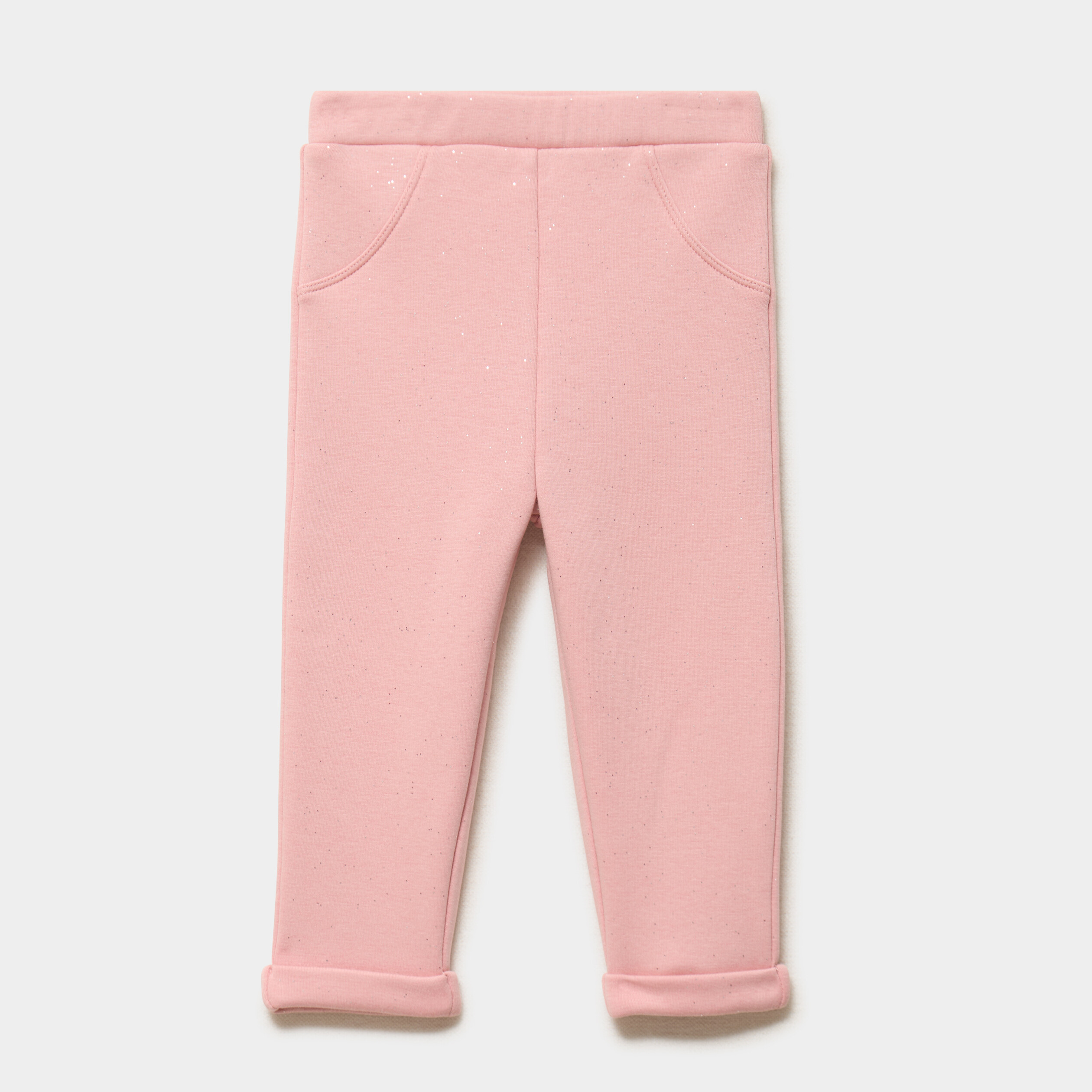 Legging molletonn&eacute; &agrave; paillettes rose poudr&eacute;e b&eacute;b&eacute; fille