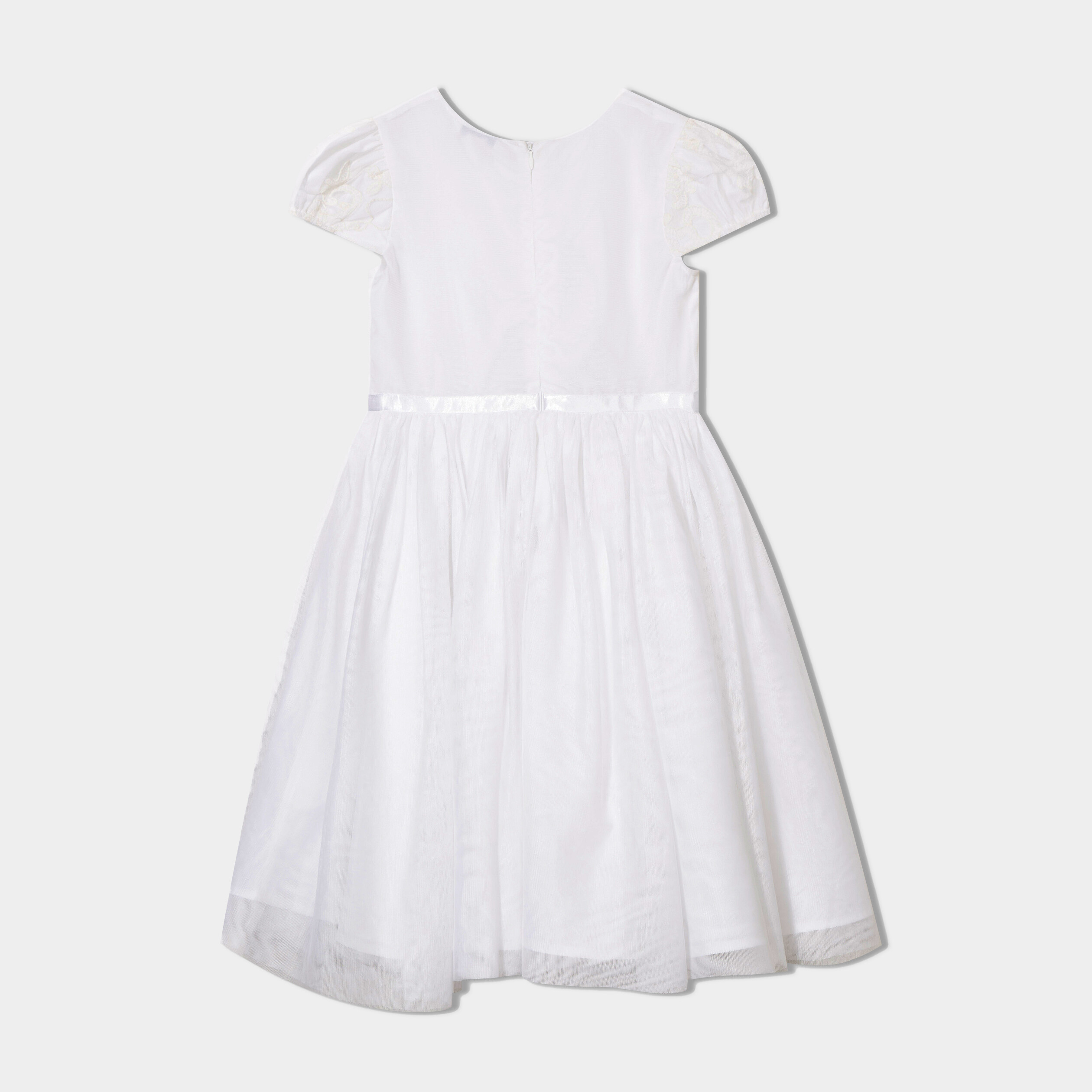robe avec dentelle et bas en tulle blanc fille Robe avec dentelle et bas en tulle blanc fille