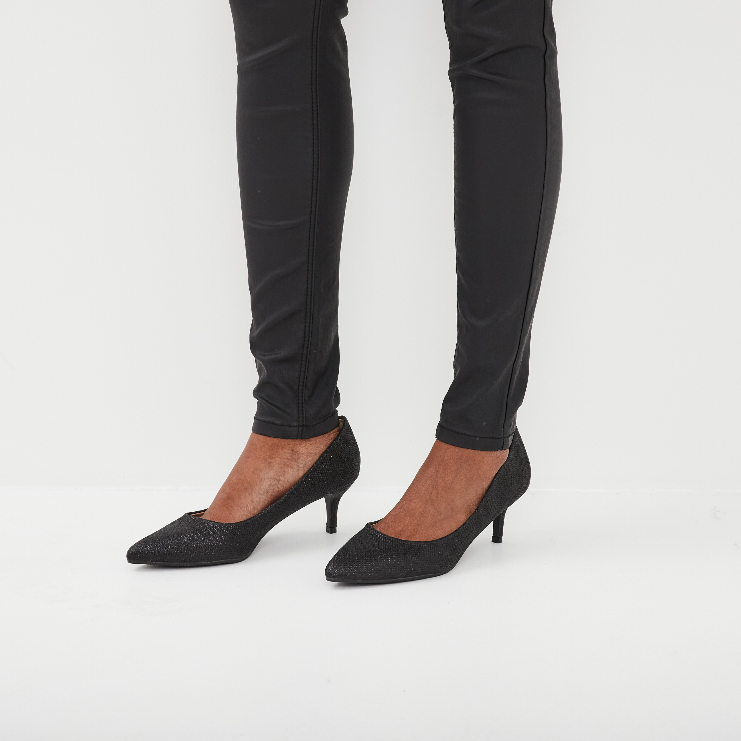 Escarpins &agrave; talons paillet&eacute;s noir femme