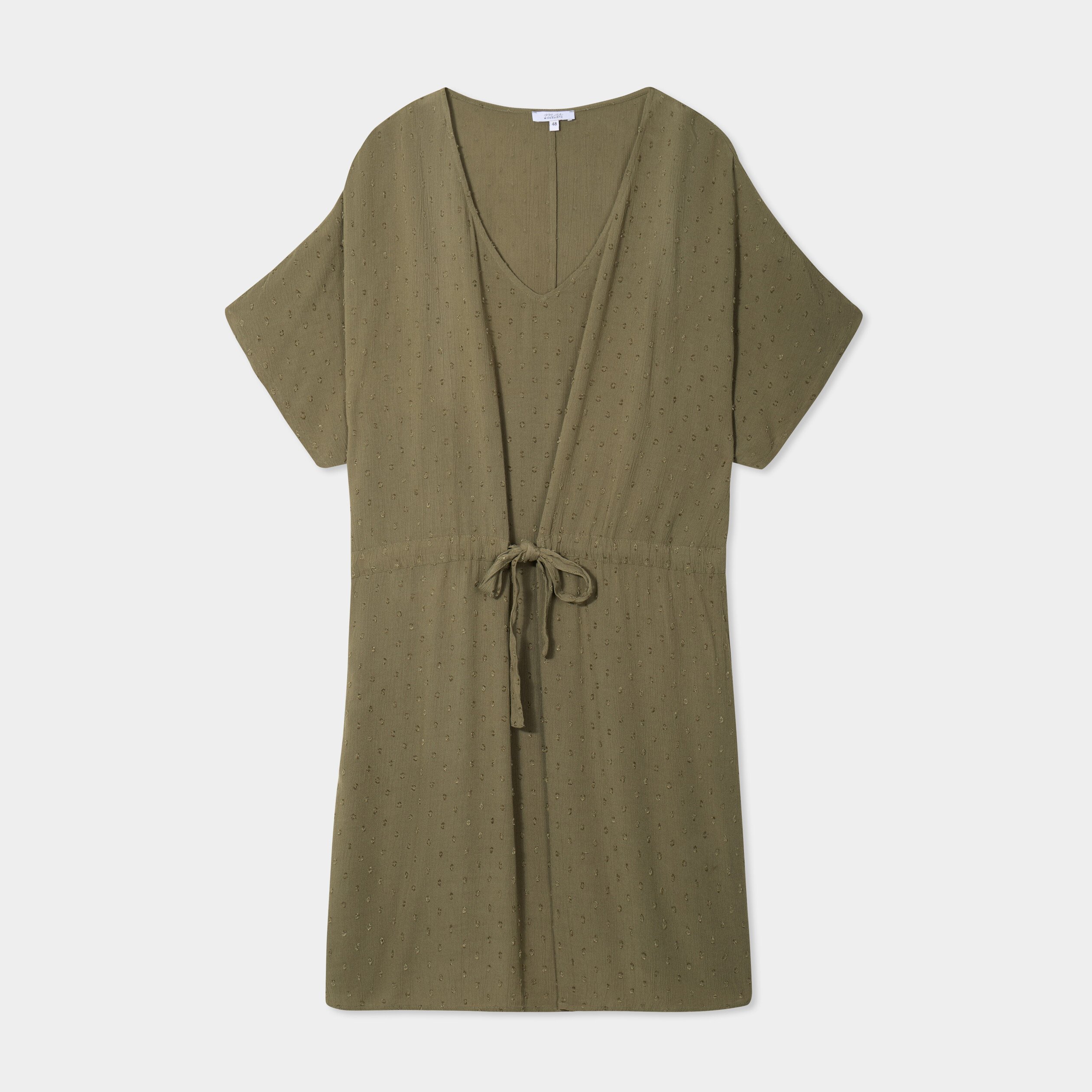 robe plumetis cordon taille vert kaki femmegt Robe plumetis cordon taille vert kaki femme grande taille
