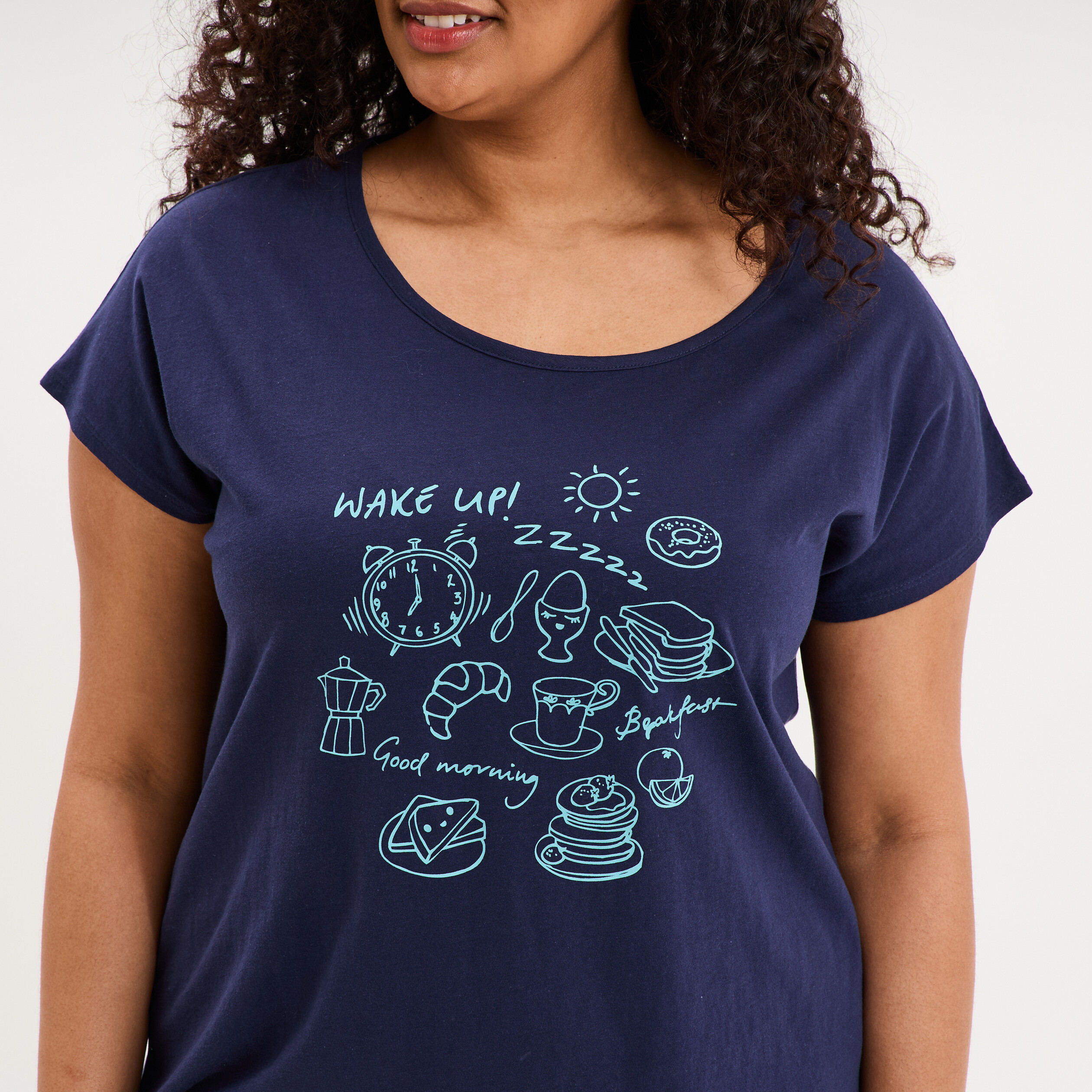 Ensemble pyjama corsaire et t-shirt bleu marine femme grande taille