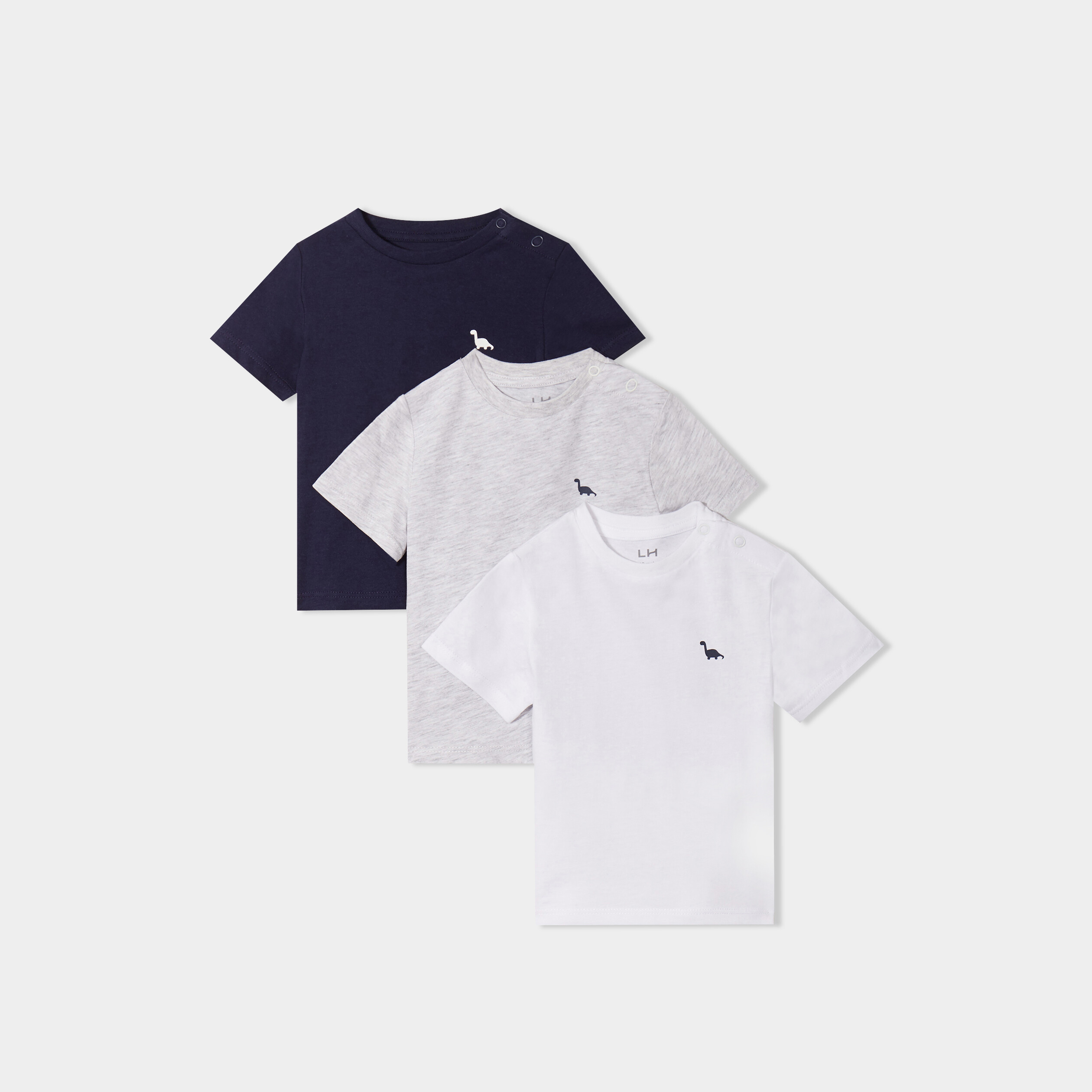 lot de 3 t shirts manches courtes coton blanc bebeg Lot de 3 t-shirts manches courtes coton blanc bébé garçon