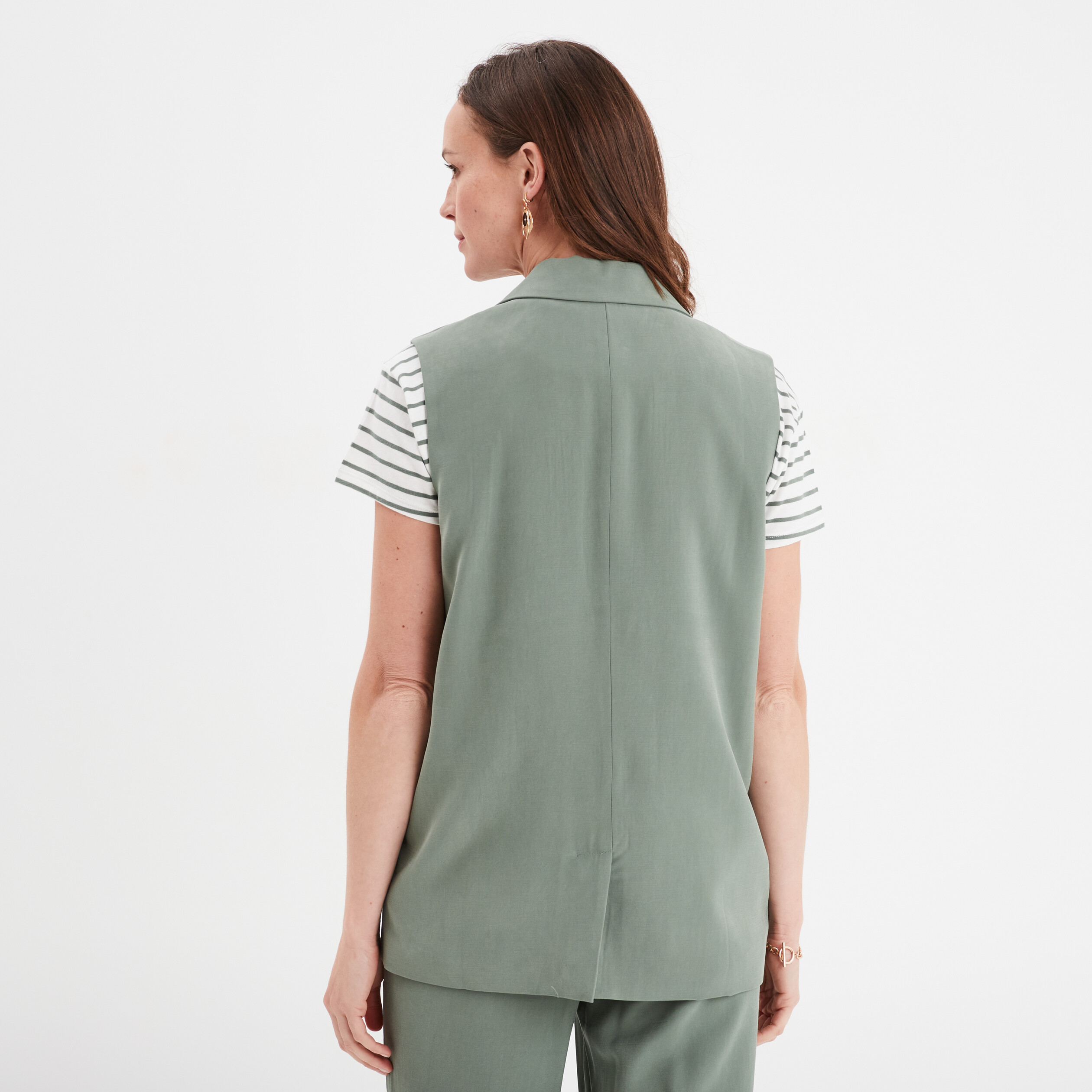 veste blazer sans manches vert kaki femme Veste blazer sans manches vert kaki femme