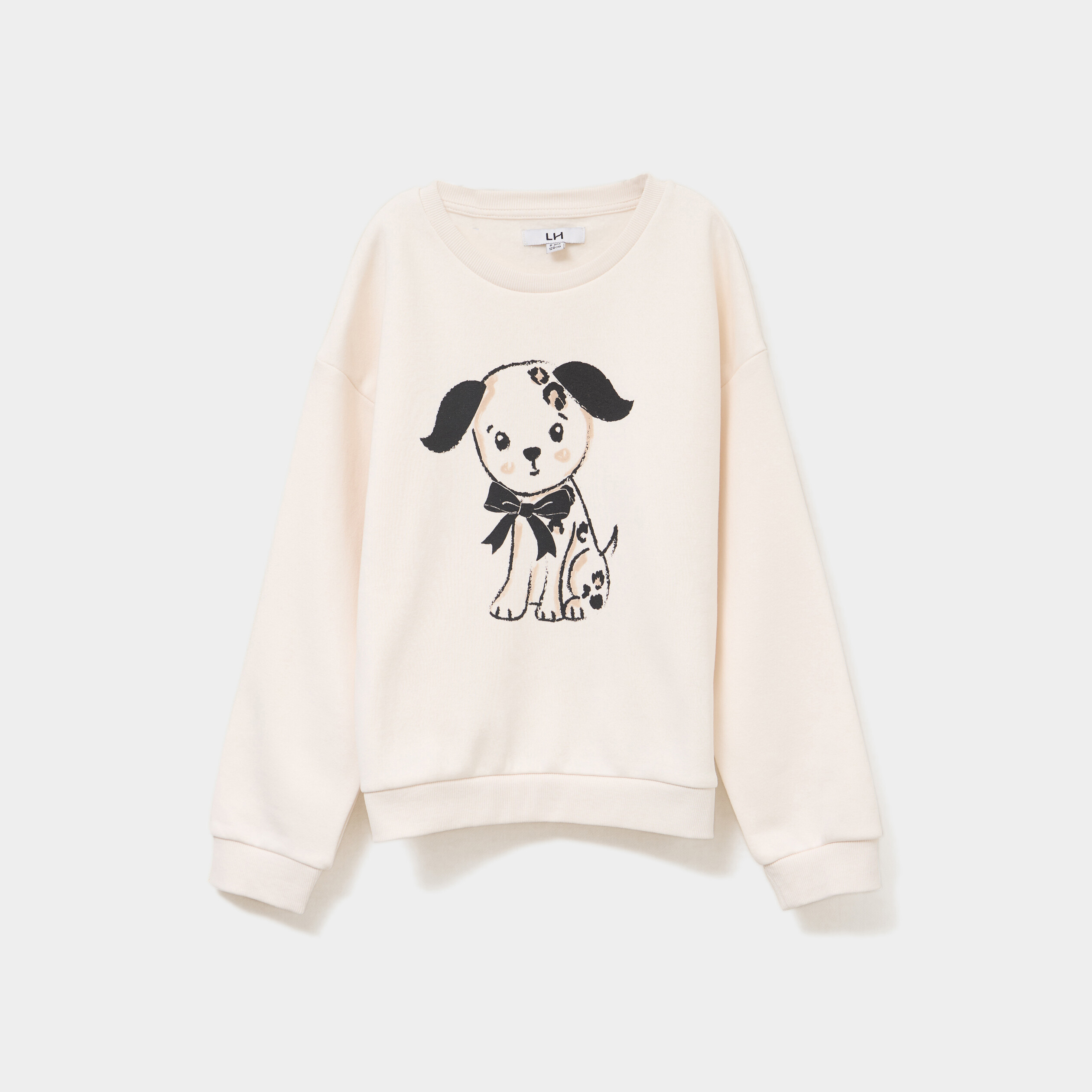 Sweat col rond manches longues creme fille