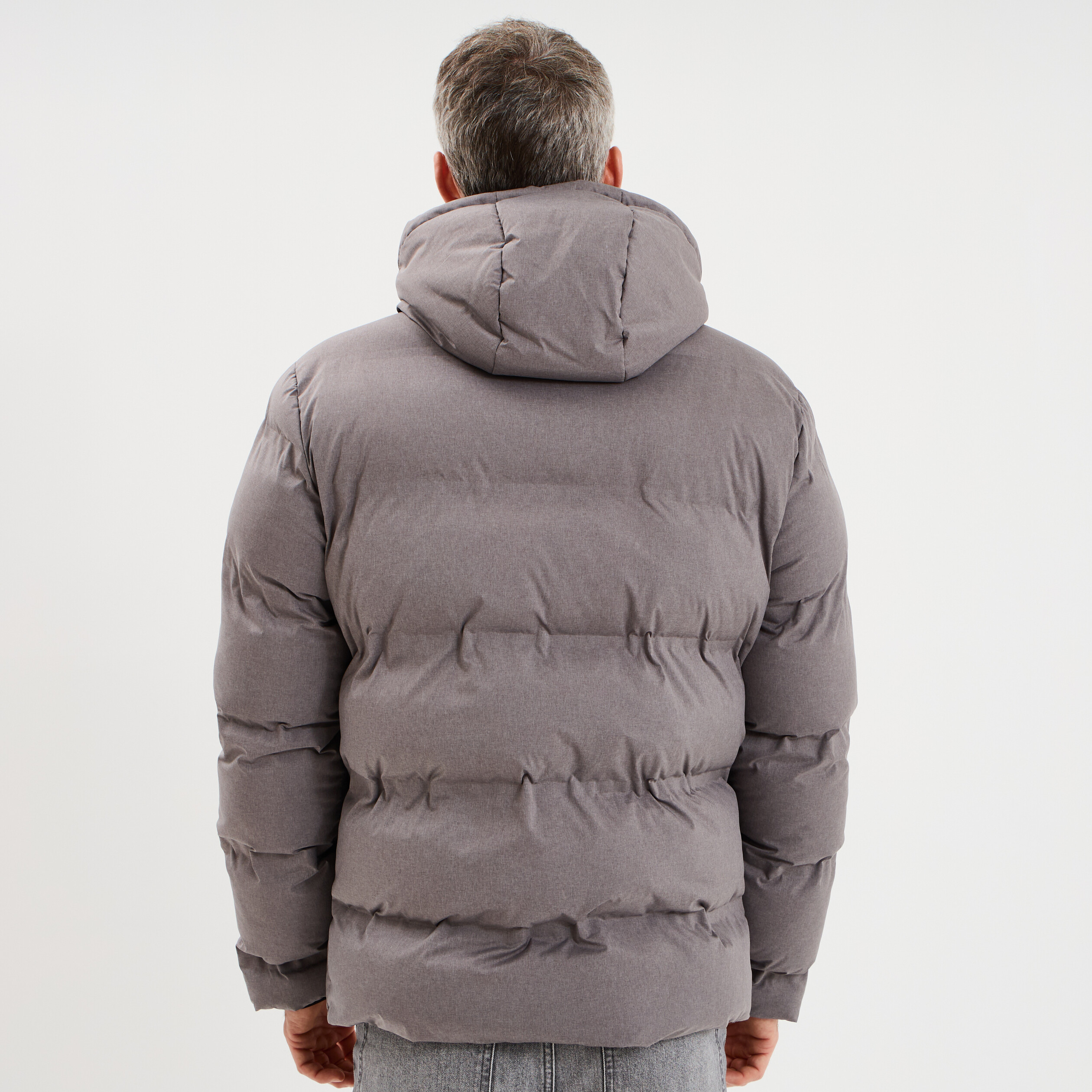 Doudoune courte &agrave; capuche d&eacute;perlante gris homme
