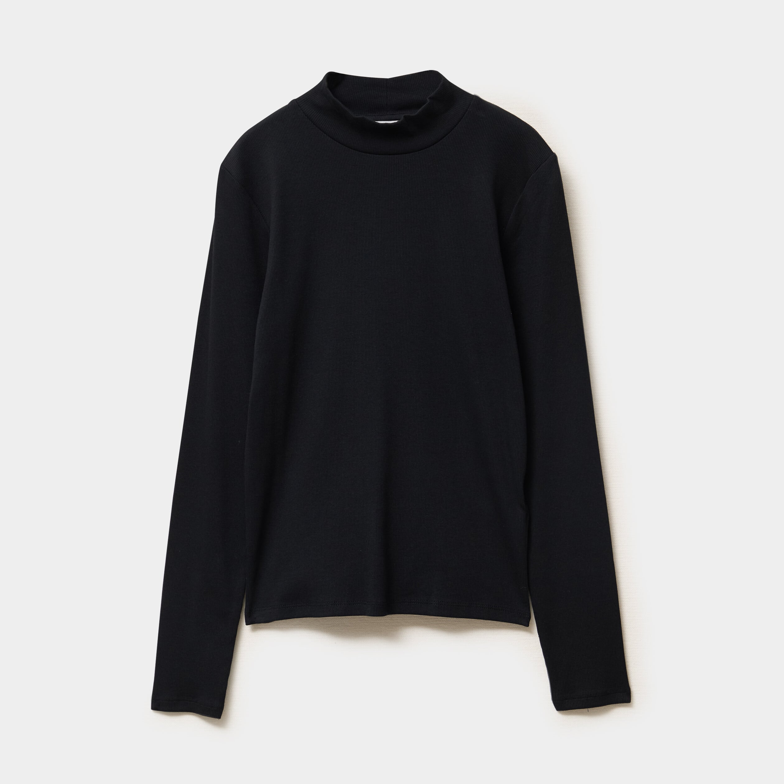 T-shirt ajust&eacute; col montant noir femme
