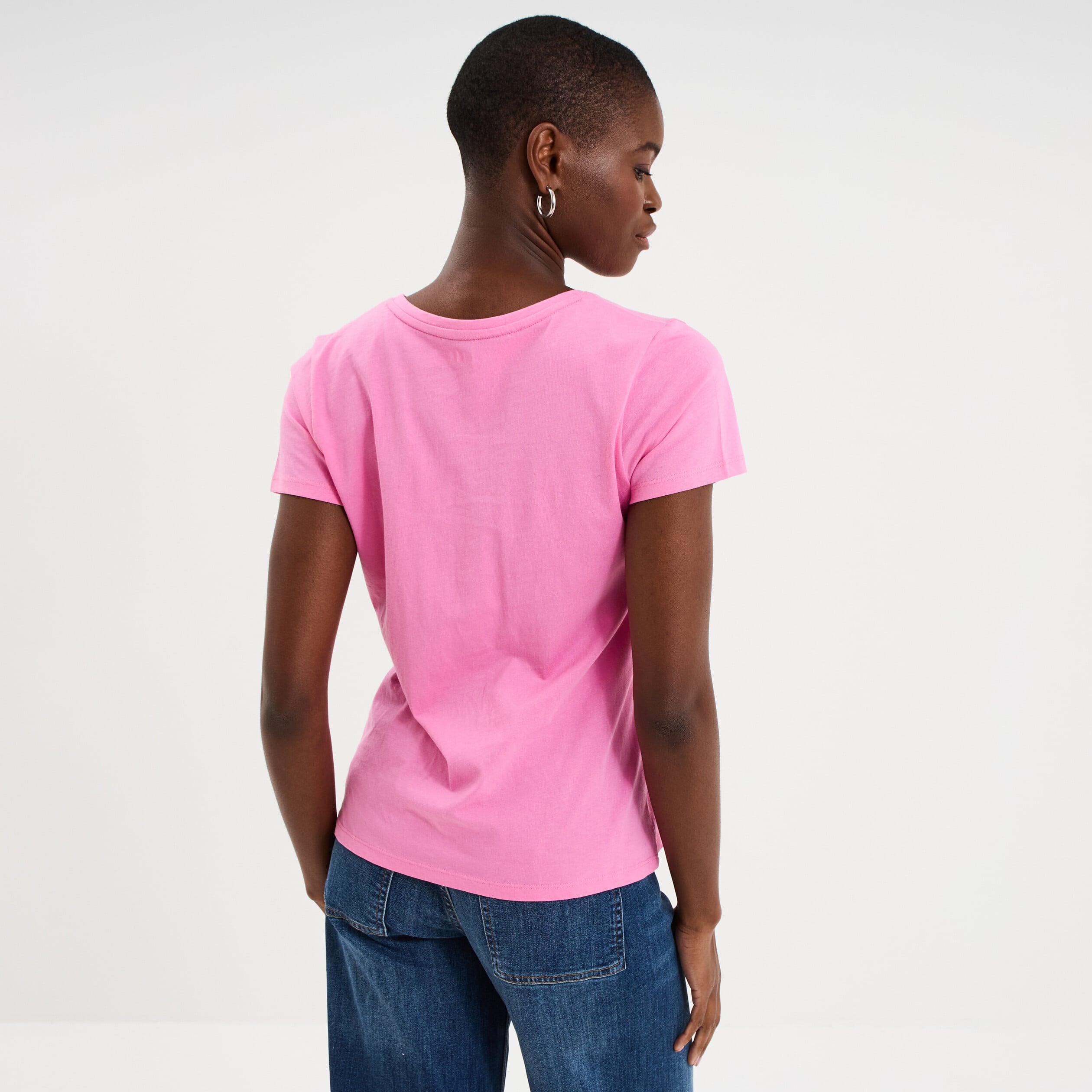 DEREON Haut À Col Rond Rose T-Shirt Taille M
