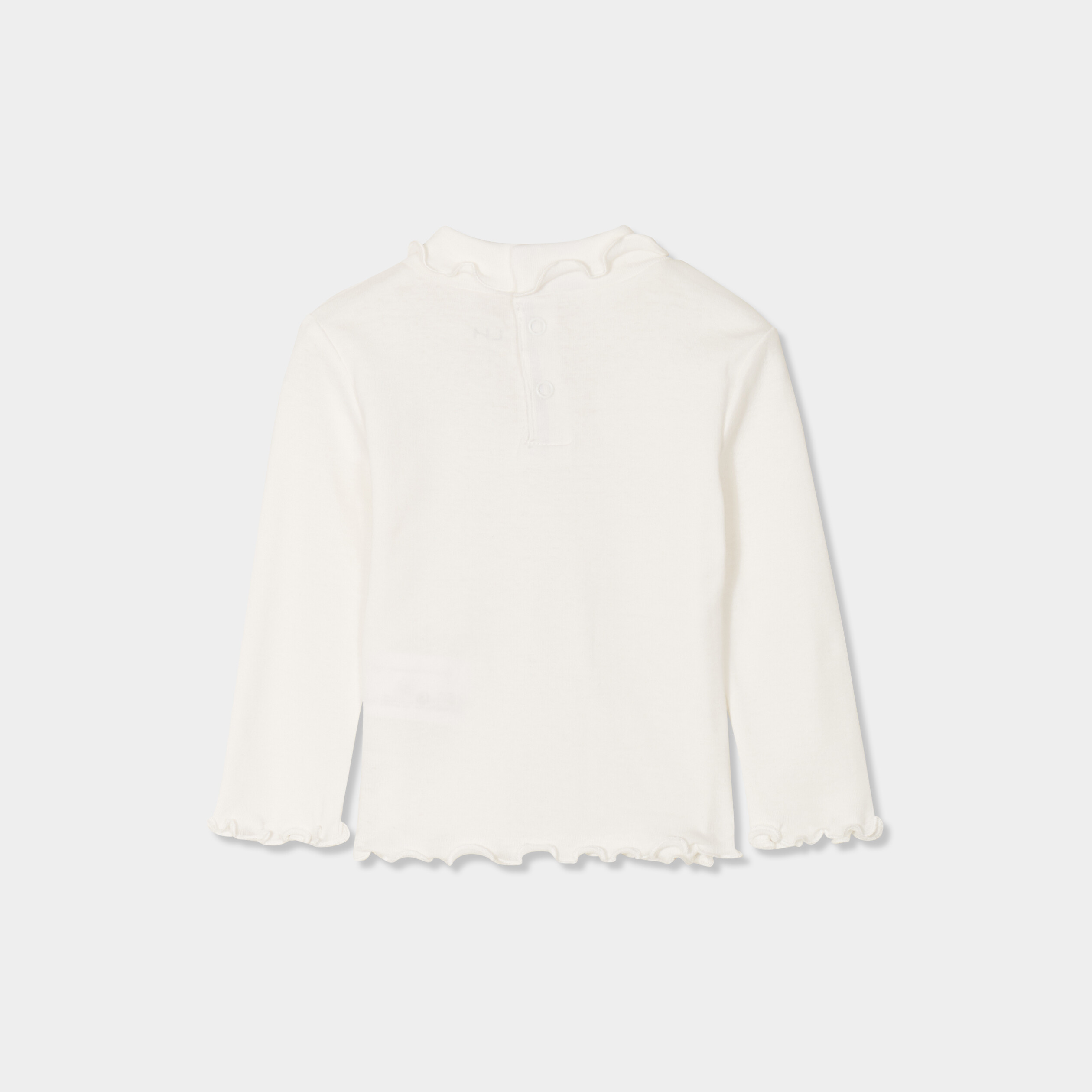 t shirt col montant coton blanc bebef T-shirt col montant coton blanc bébé fille