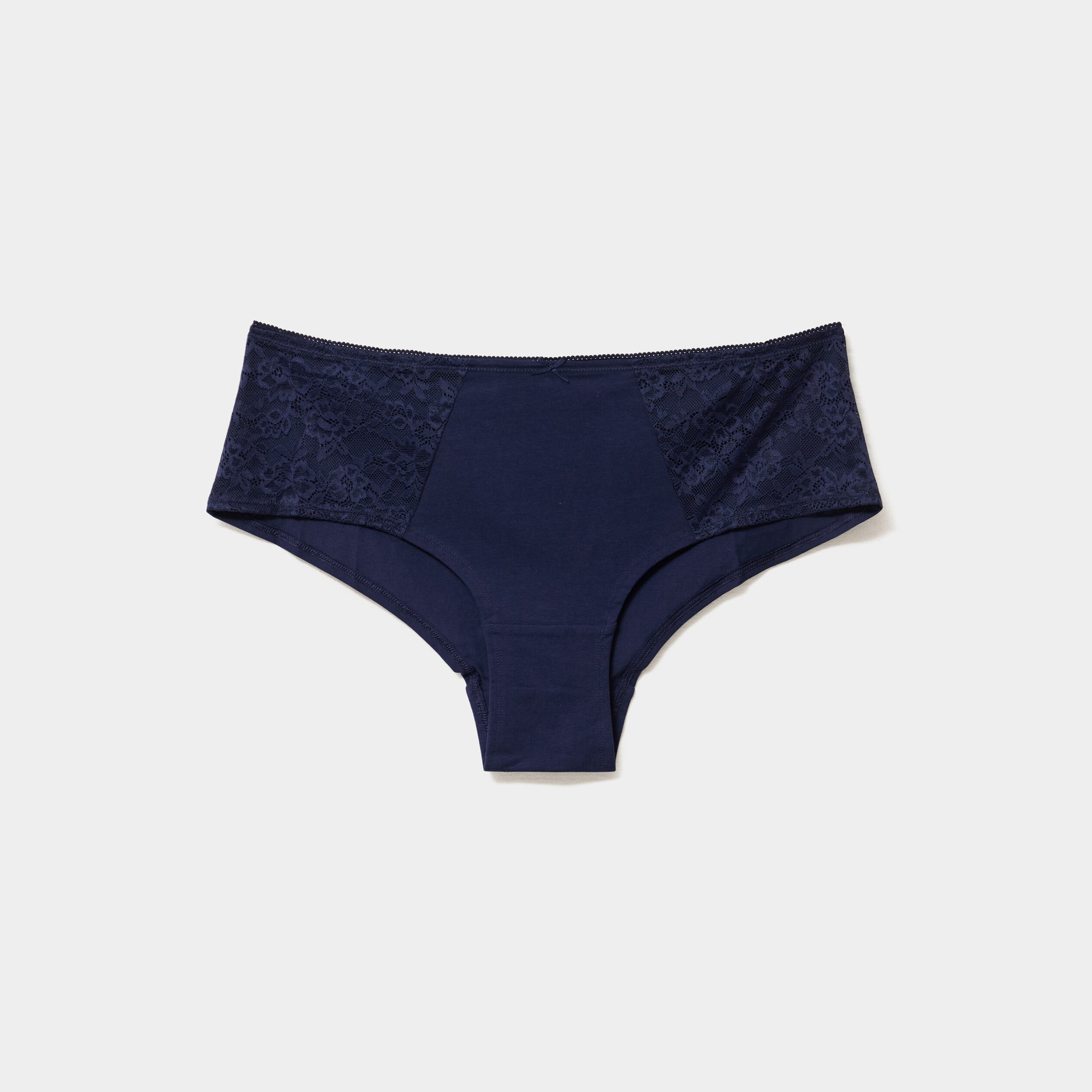 Shorty coton majoritaire avec dentelle bleu marine femme grande taille
